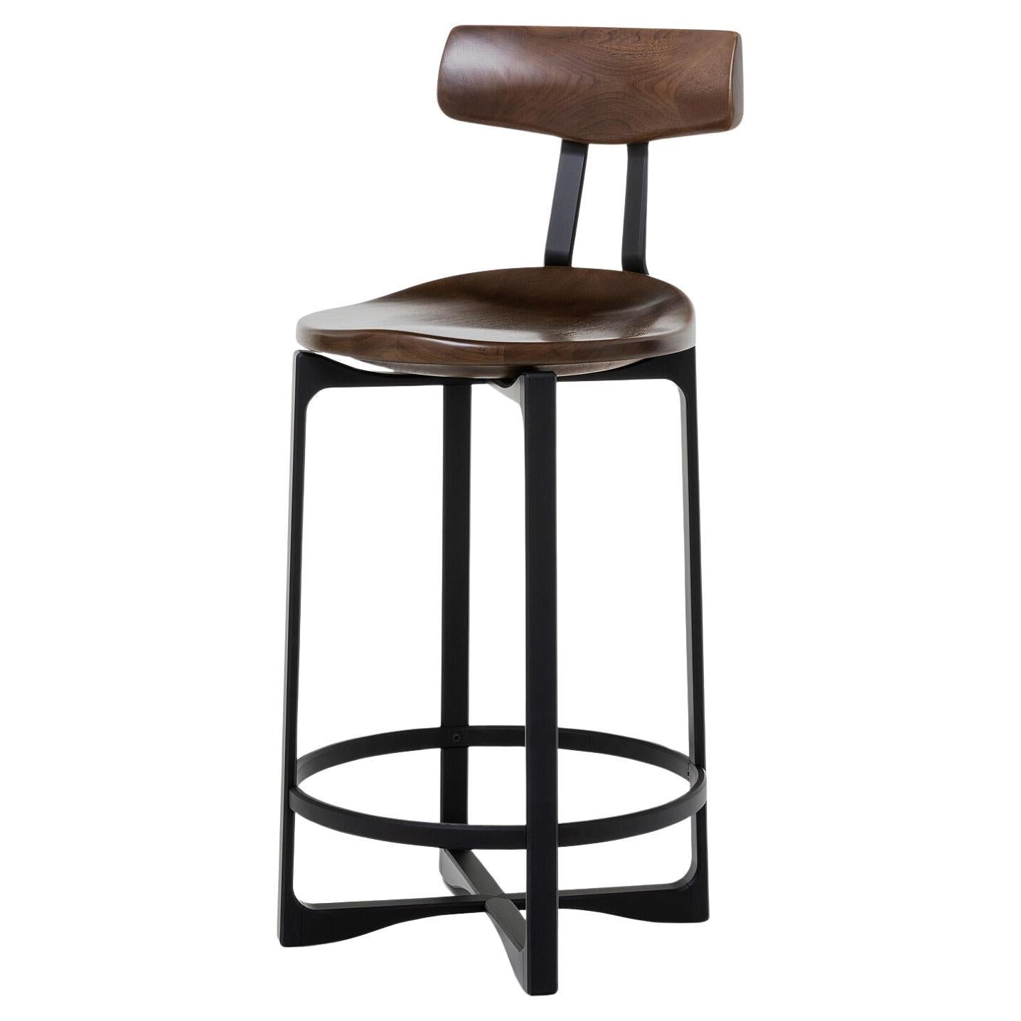 Tabouret de comptoir Pepper avec dossier  Aluminium anodisé noir