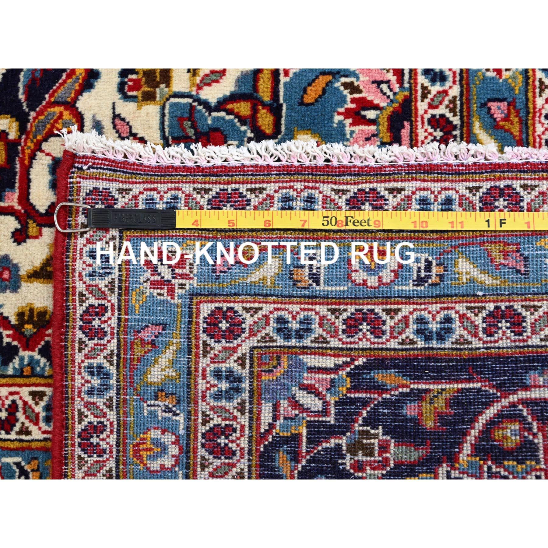 Pfefferrot Altpersischer Kashan Zentralmedaillon Handgeknüpfter Weicher Wollteppich Sauber im Angebot 5