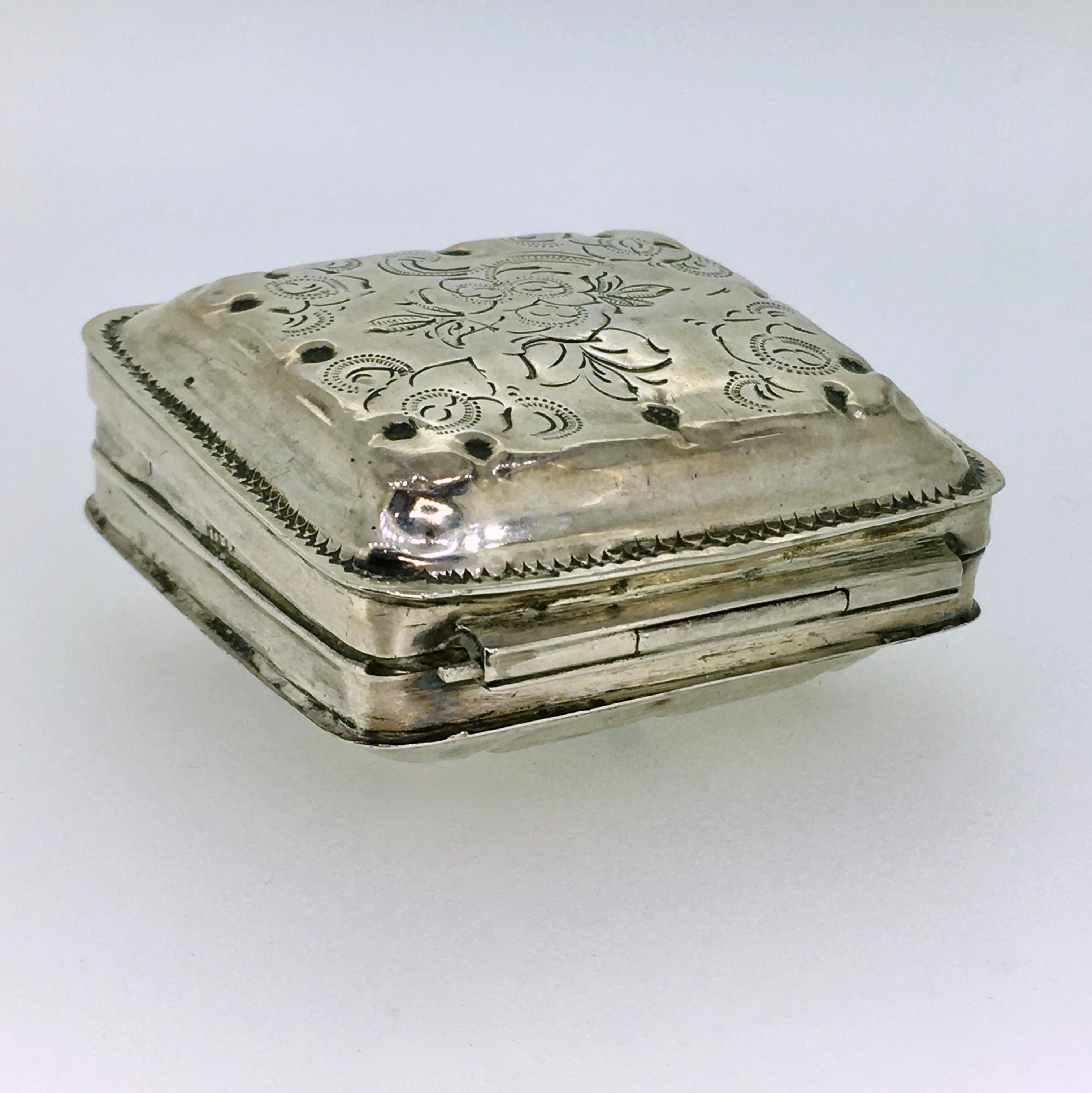Peppermint Box, Antique, Dutch Biedermeier, Hand Engraved, Schoonhoven, 1850 2