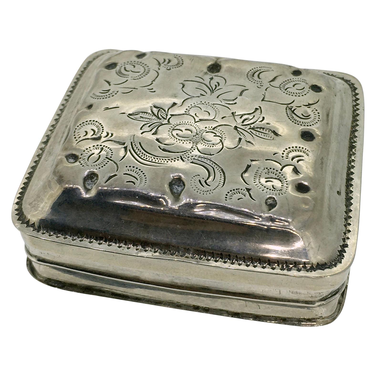 Peppermint Box, Antique, Dutch Biedermeier, Hand Engraved, Schoonhoven, 1850