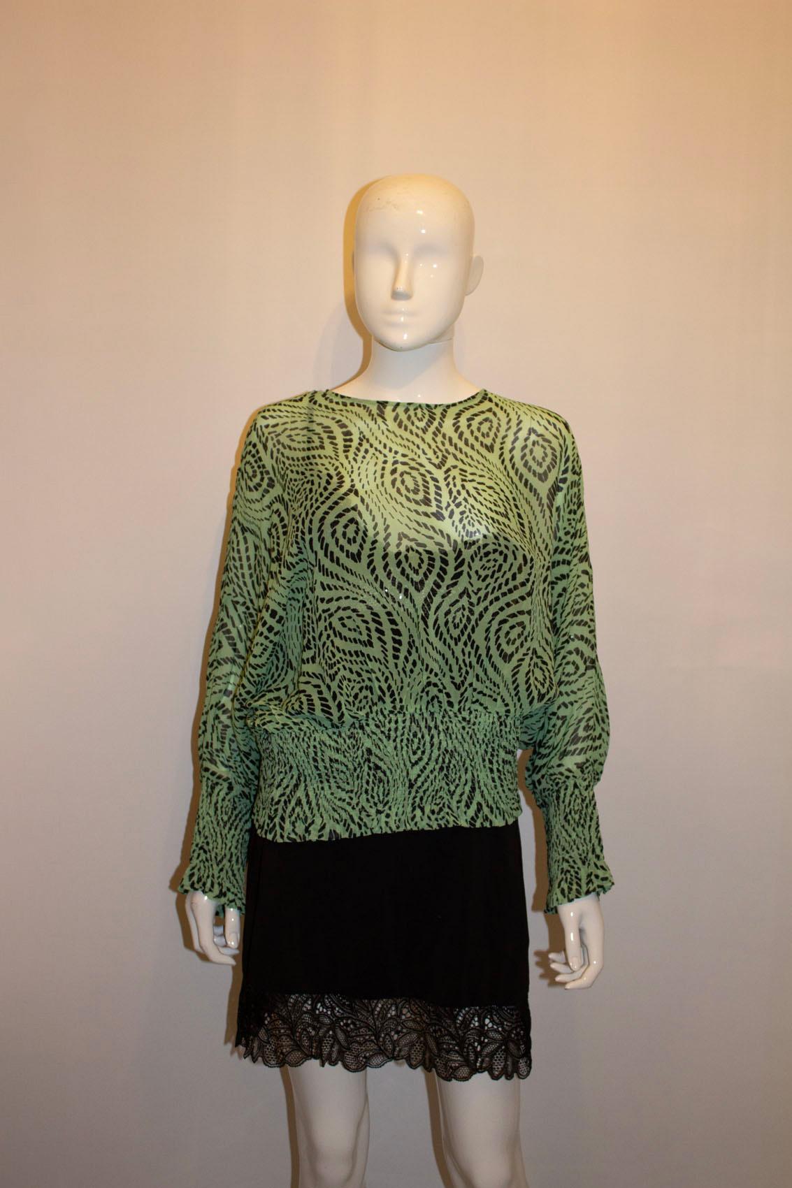 Peppermint Green and Black top by Essential Antwerp In Good Condition For Sale In London, GB