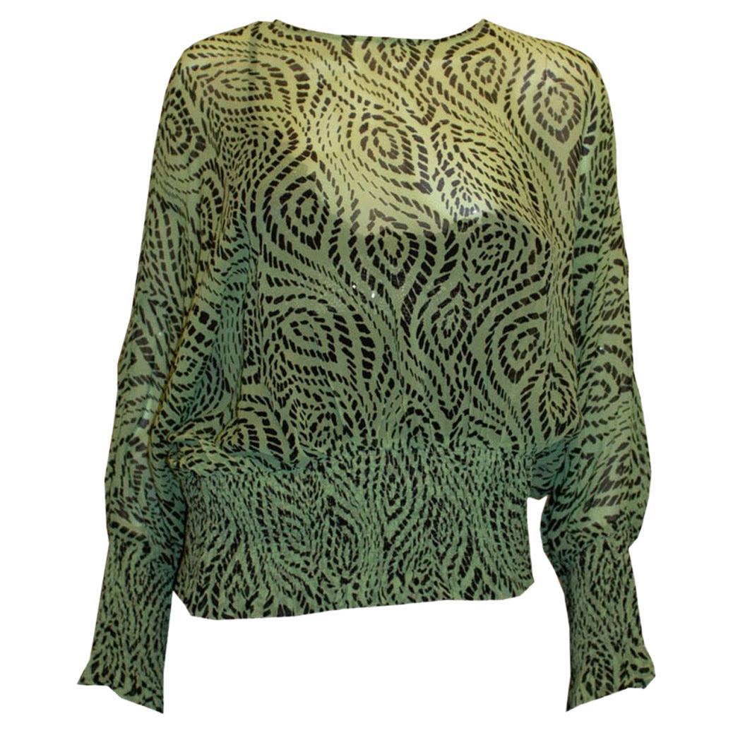 Peppermint Green and Black top by Essential Antwerp For Sale