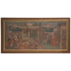 Antique Peppino Mangravite Atlantic City Post Office Mural Study 2, Oil on Panel, 1930s
