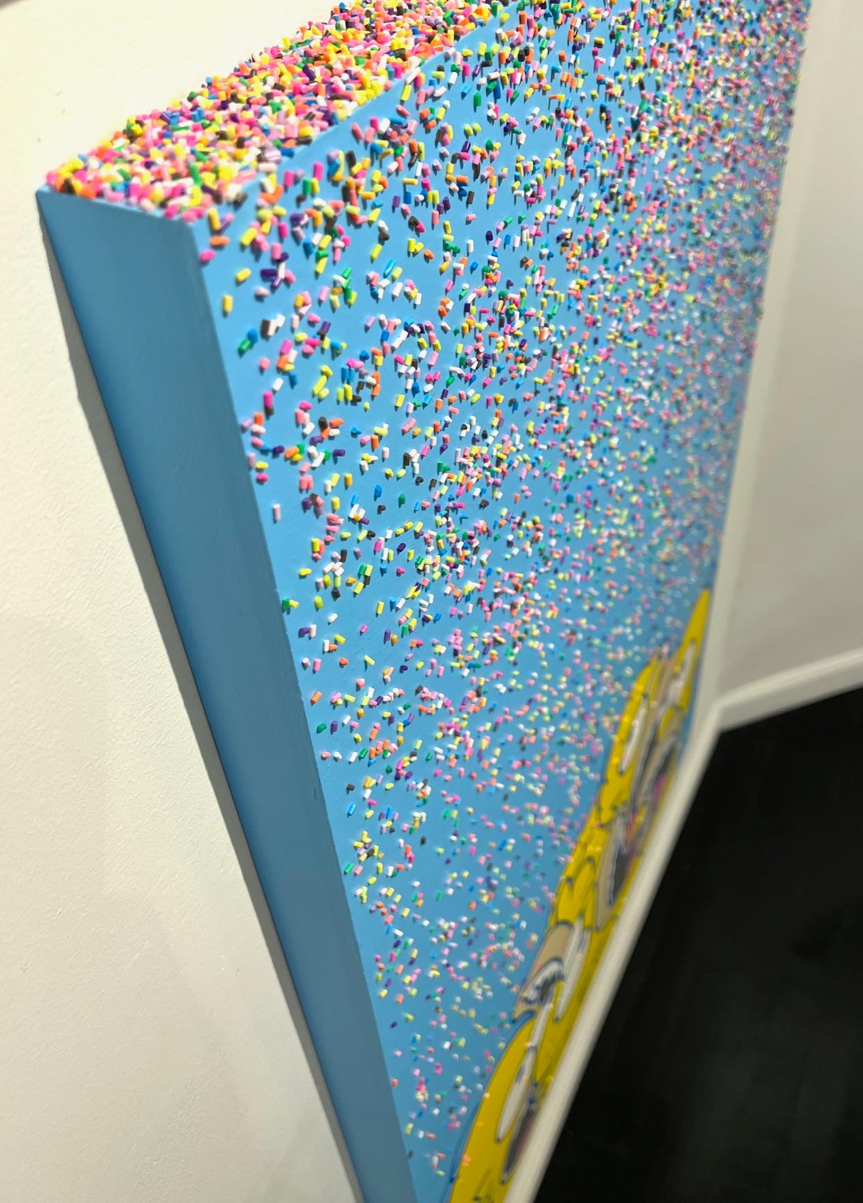 Simpsons pop art arte contemporáneo caramelo sprinkles homer figurativo azul - Painting Arte pop de Peppy Colours