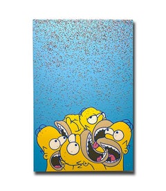 Simpsons pop art arte contemporáneo caramelo sprinkles homer figurativo azul