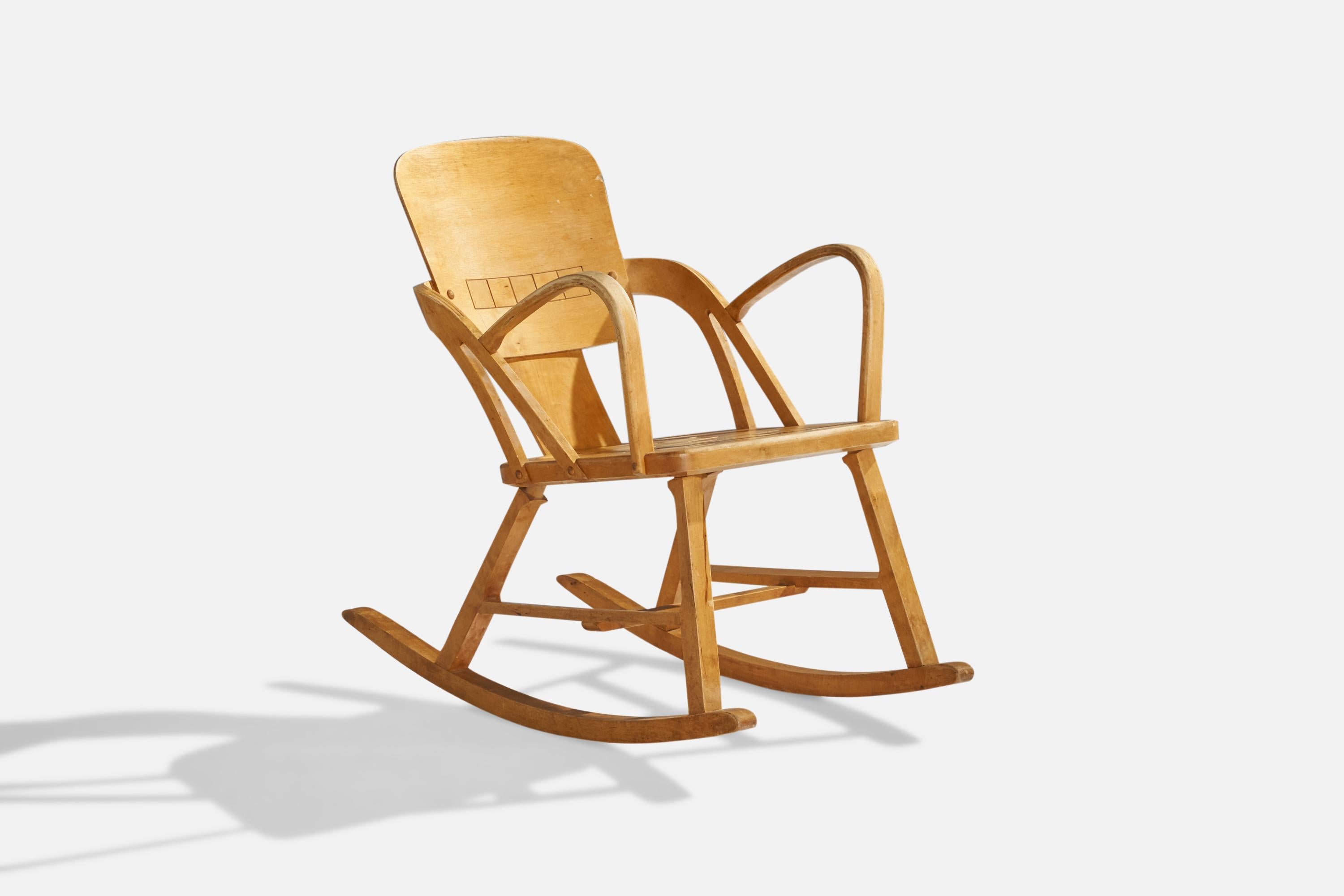 Norwegian Per Aaslid, Rocking Chair, Birch, Norway, 1950s For Sale