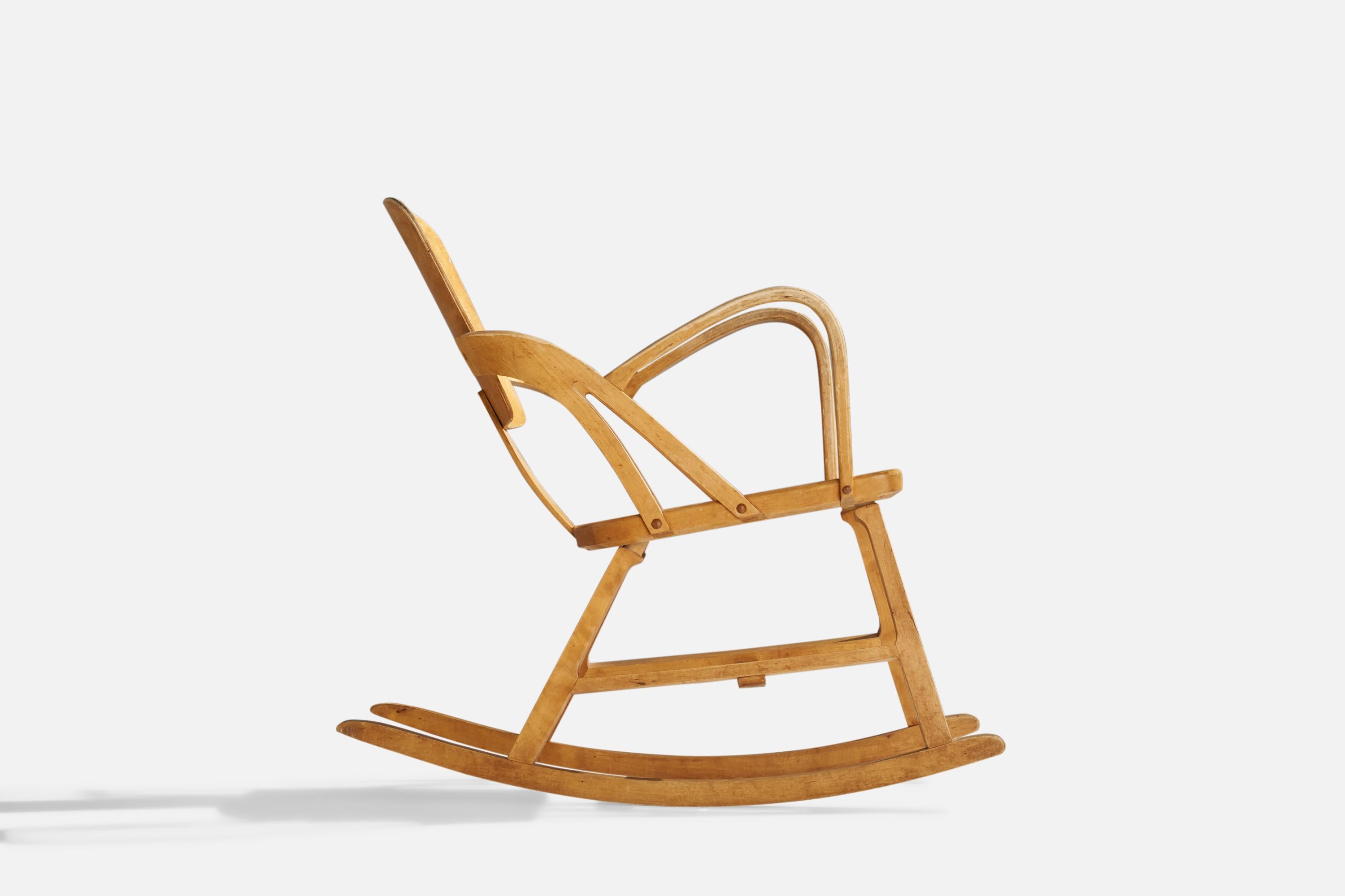 Per Aaslid, chaise à bascule, bouleau, Norvège, années 1950 en vente 1