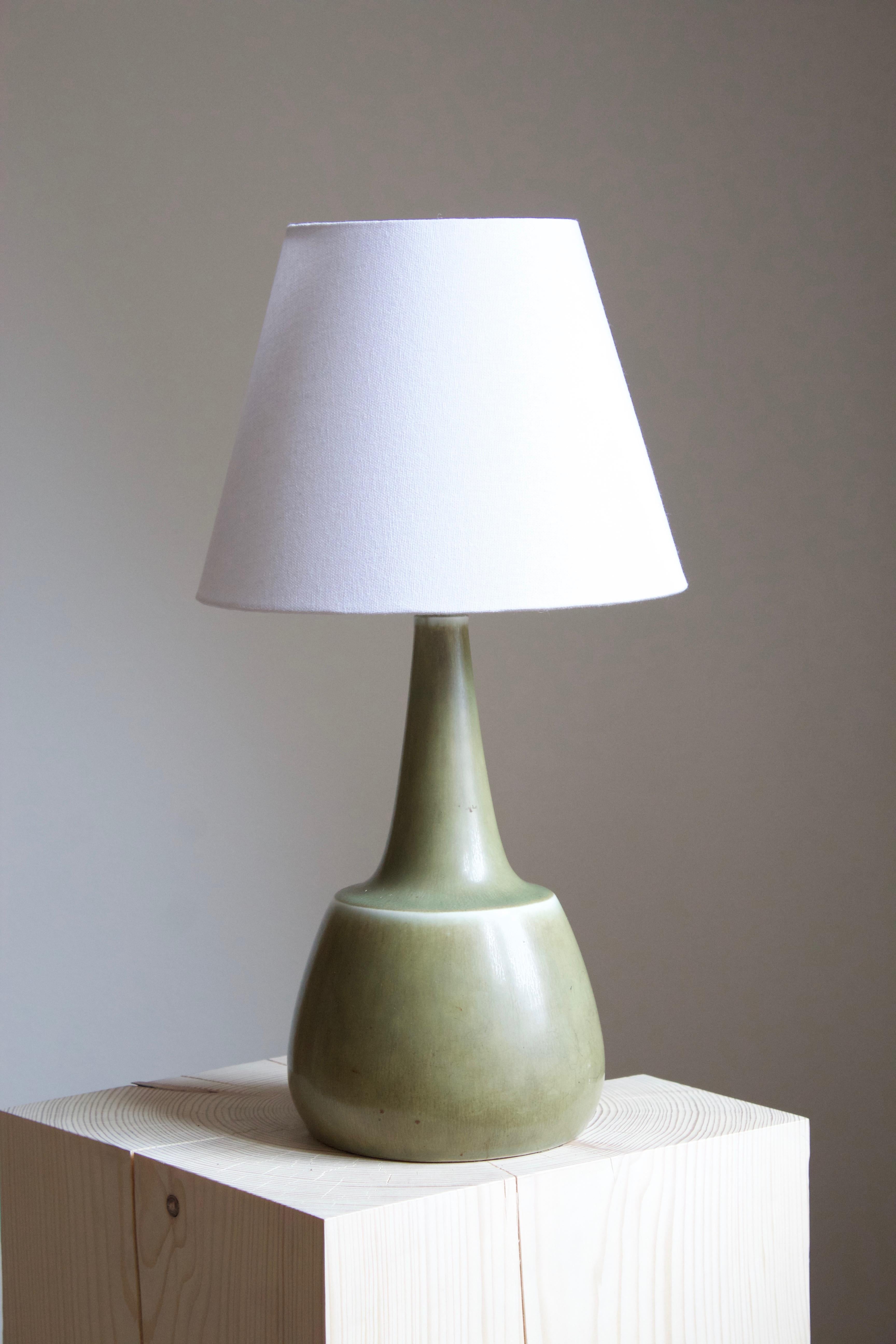 A large table / desk lamp designed by husband and wife Per & Annelise Linneman-Schmidt. Handcast in stoneware. Produced in their own Studio, named Palshus, in Sengeløse, Denmark. Signed.

Sold without lampshade. Stated dimensions exclude