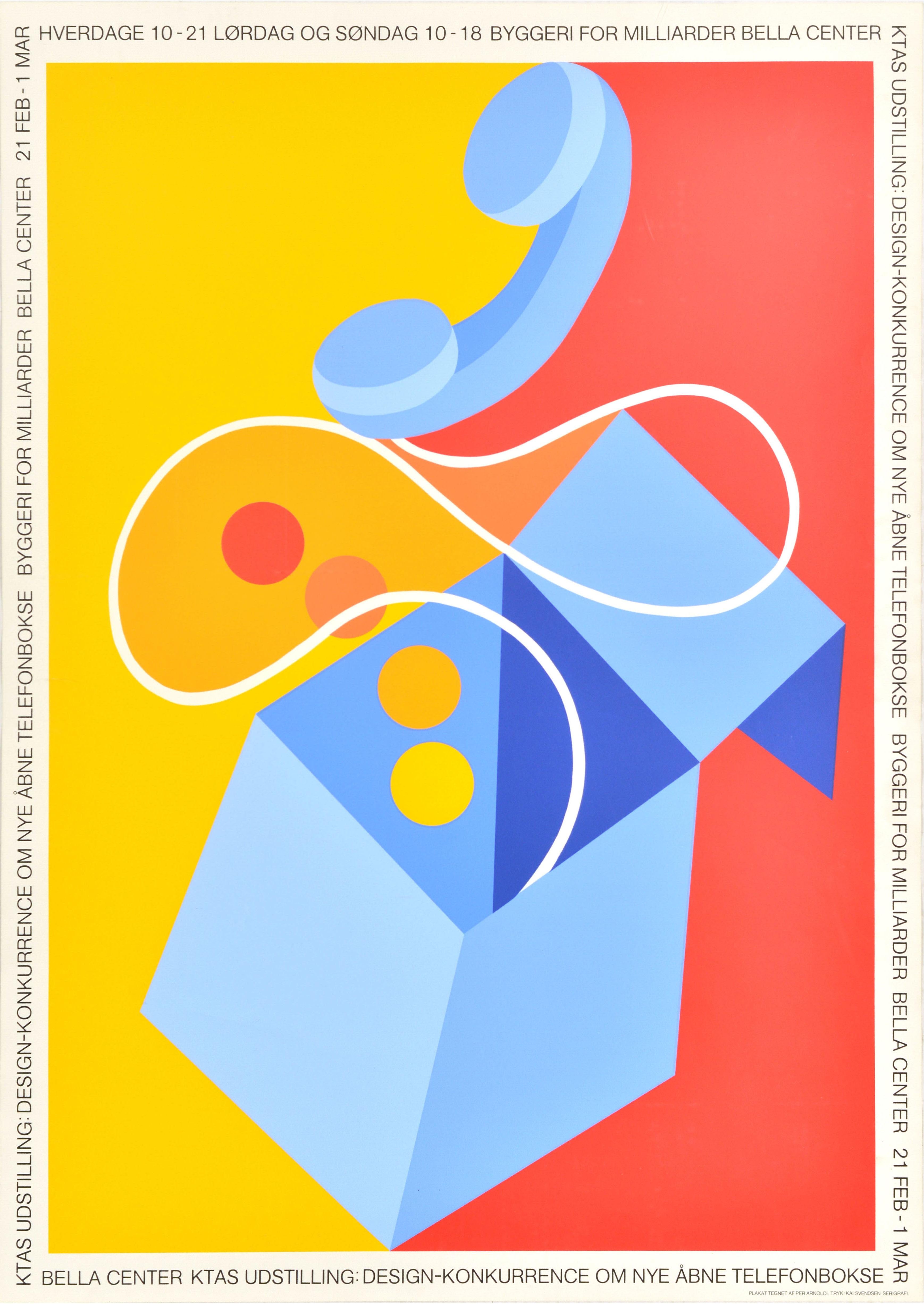 Print di Per Arnoldi - Poster d'epoca originale Bella Center Ktas Udstilling Design Exhibition Phone Box