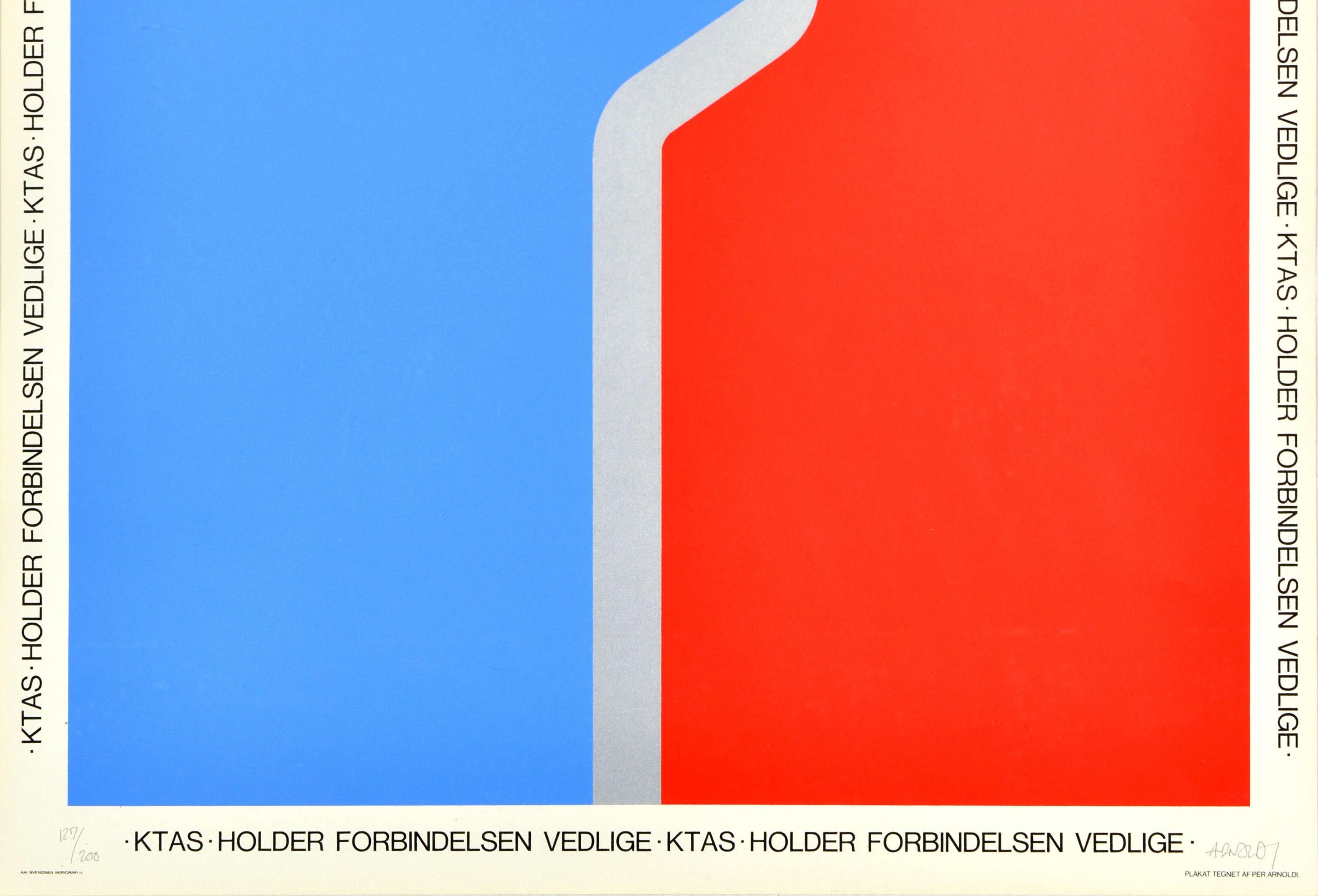 Poster originale d'epoca Porta Ktas Forbindelsen Vedlige Mantiene la connessione - Print Blu di Per Arnoldi