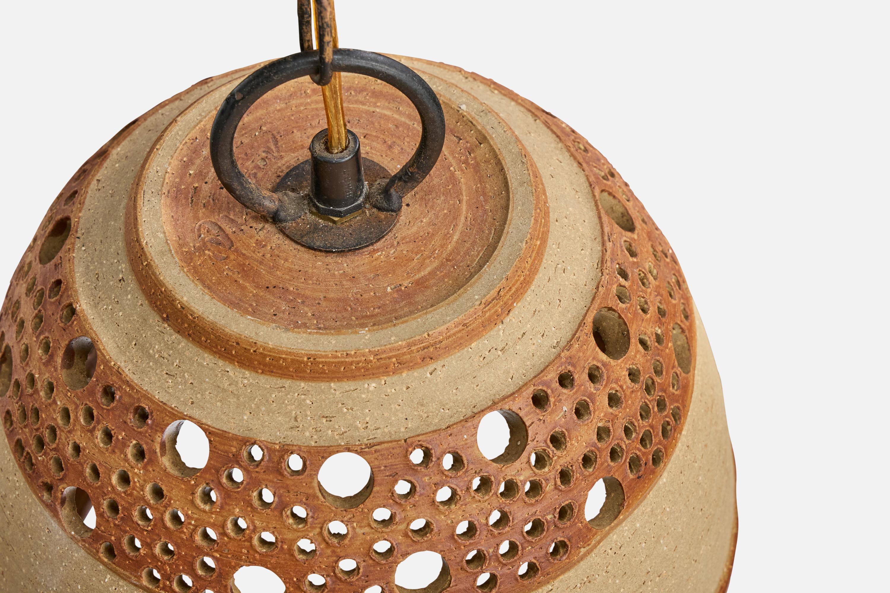 Per Bovin, Lámpara colgante, Gres, Metal, Dinamarca, 1970s en venta 1