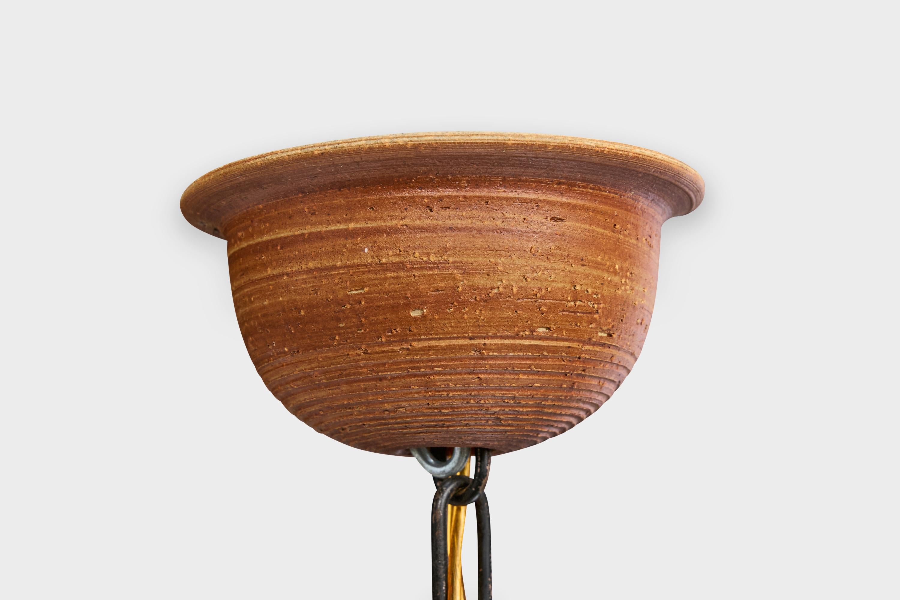 Per Bovin, Lámpara colgante, Gres, Metal, Dinamarca, 1970s en venta 3