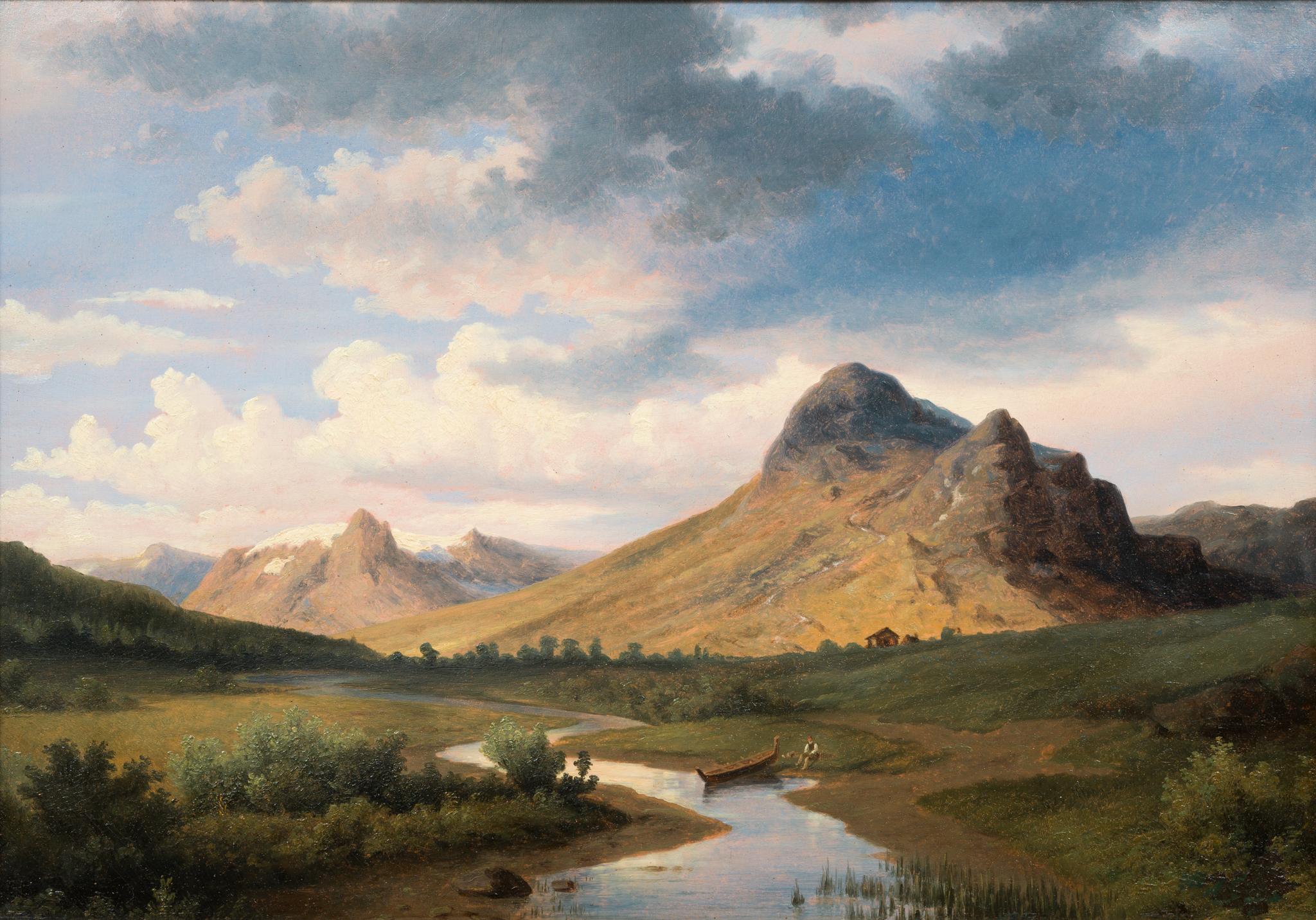 Paisaje de Kvikkjokk, Sápmi, c. 1861 - Painting Realista de Per Daniel Holm