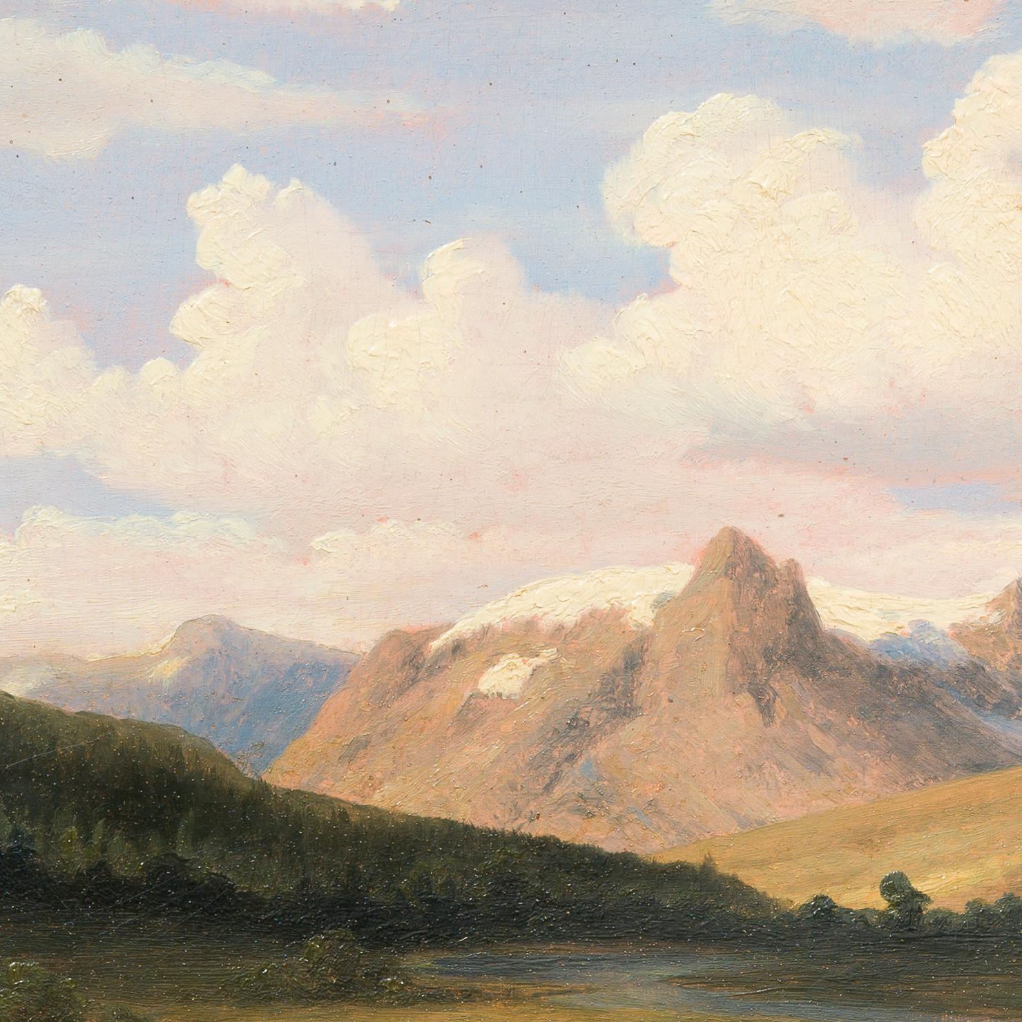 Paisaje de Kvikkjokk, Sápmi, c. 1861 - Figurative Painting Negro de Per Daniel Holm
