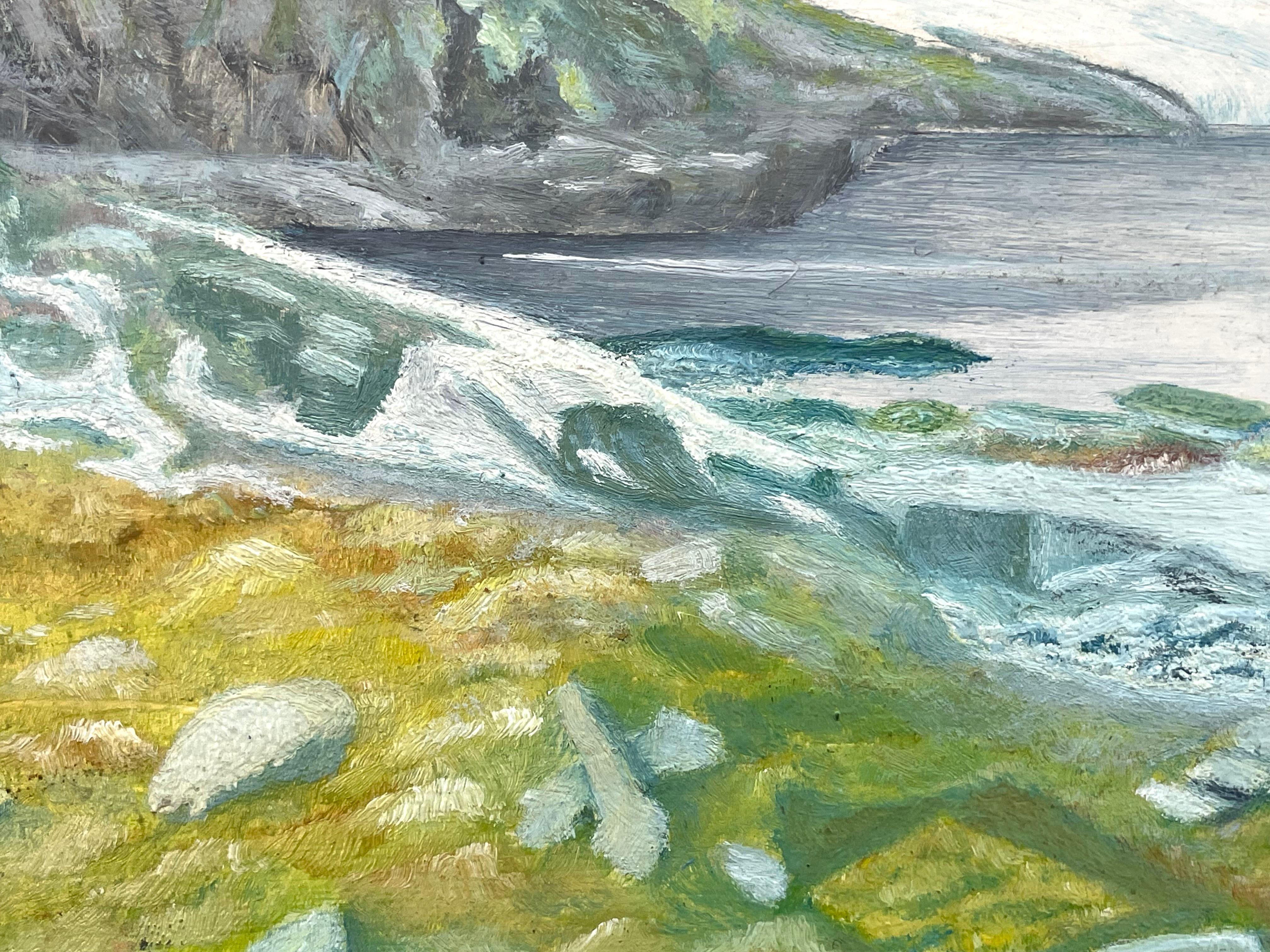 Per Dymbe vintage norwegischen Mitte des Jahrhunderts moderne Ölgemälde der Küstenlandschaft (Dänisch) im Angebot
