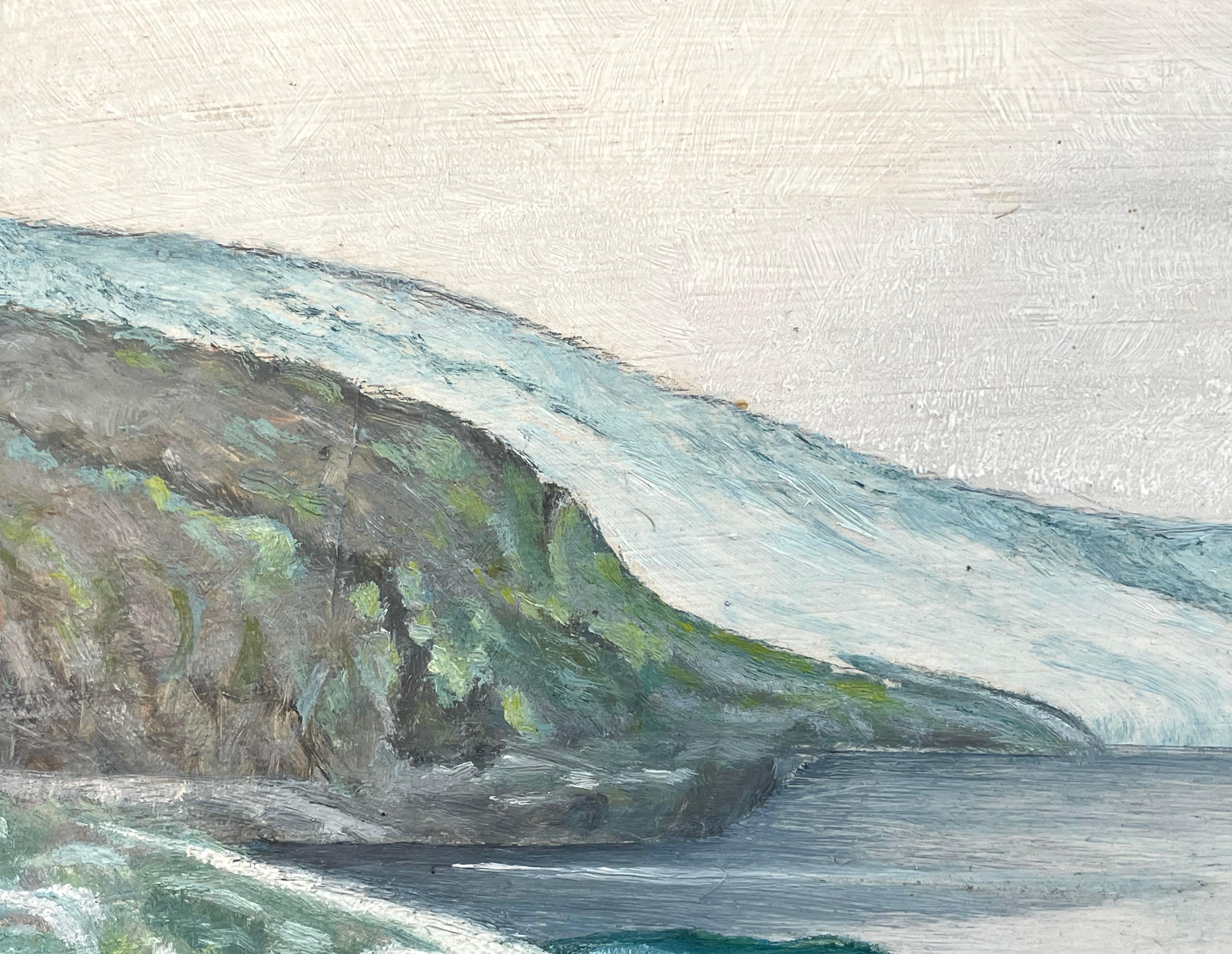 Per Dymbe vintage norwegischen Mitte des Jahrhunderts moderne Ölgemälde der Küstenlandschaft (Gemalt) im Angebot