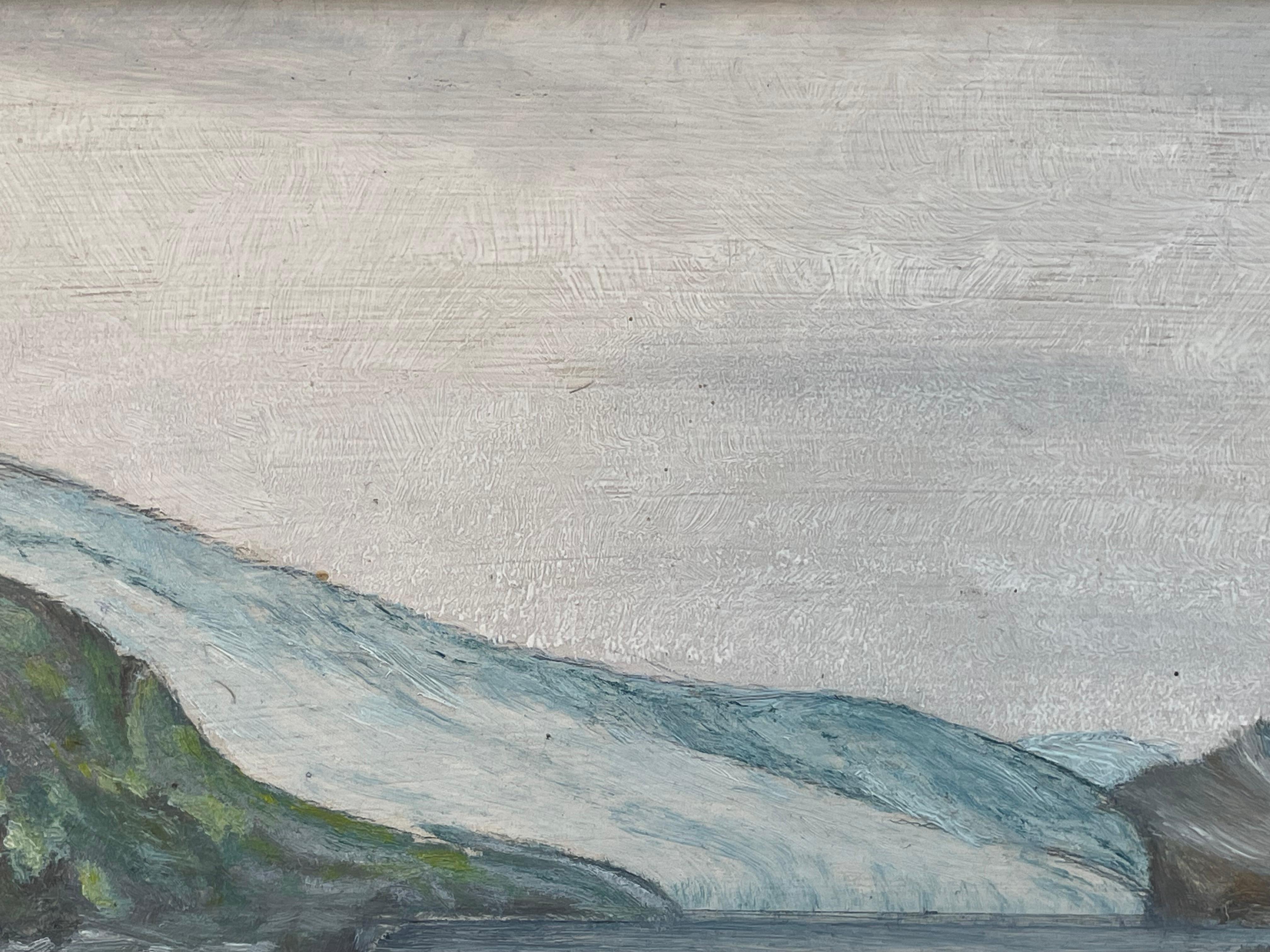 Per Dymbe vintage norwegischen Mitte des Jahrhunderts moderne Ölgemälde der Küstenlandschaft im Angebot 1
