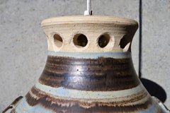 Per Engstrom Handmade Danish Modern Studio Ceramic Pendant in Blue and Brown