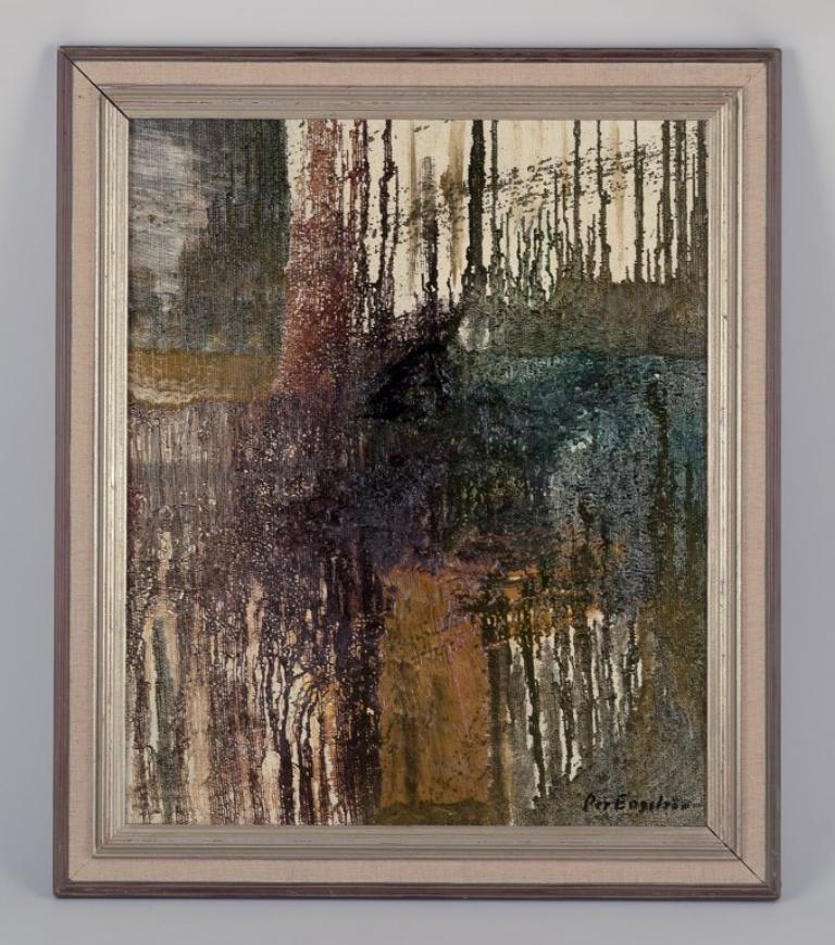 PRE-OWNED GOODS ARE EXEMPT FROM IMPORT TARIFFS FOR U.S., UK, AUSTRALIAN & CANADIAN CUSTOMERS.   
THEREFORE, NO IMPORT TARIFFS WILL BE APPLICABLE TO YOUR PURCHASE. 

Per Engström, Swedish artist.
Oil on canvas.
Abstract composition.
Impasto