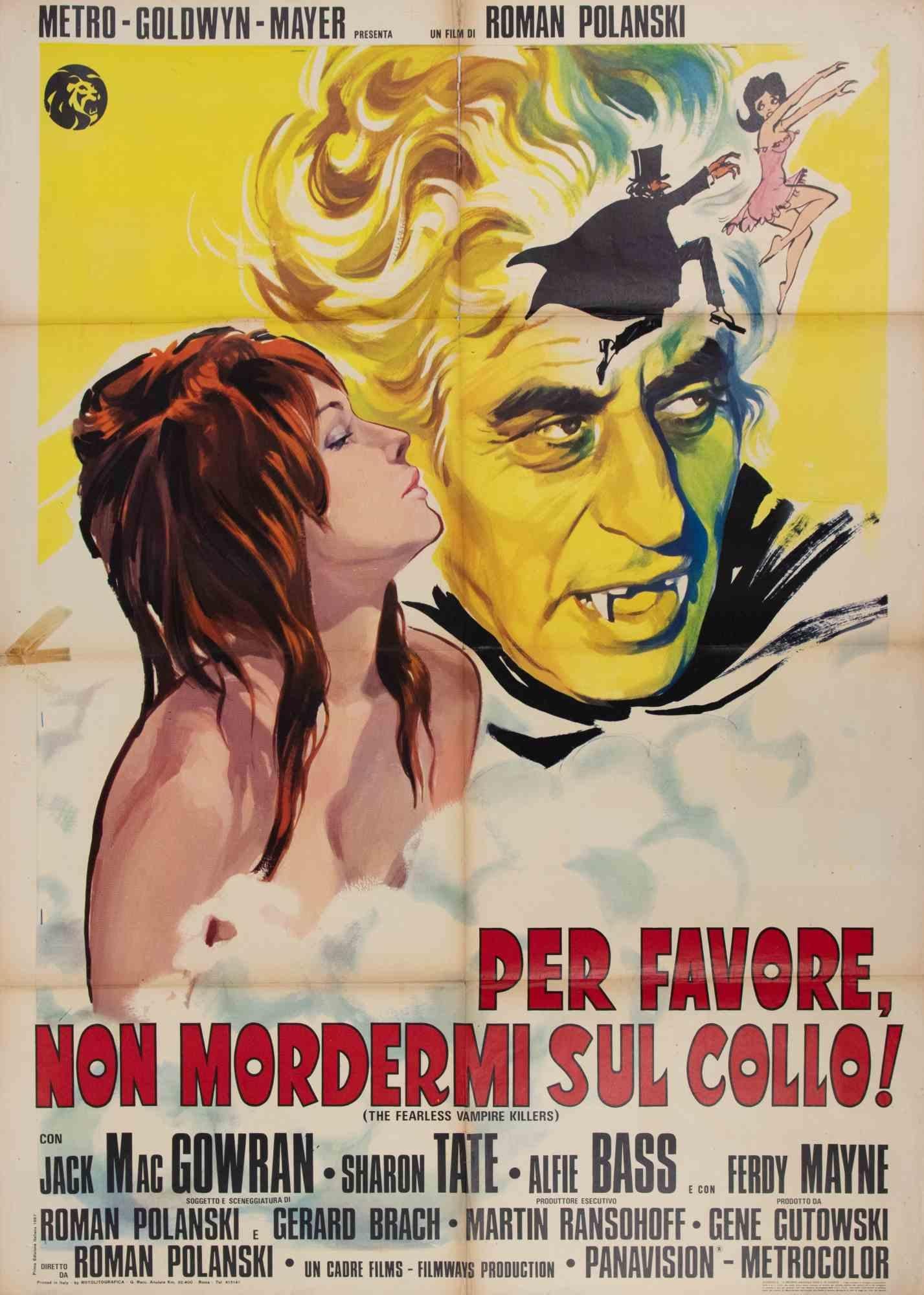 Poster d'epoca

Italiano 2-Foglio (100 × 140 cm), MGM.
Diretto da Roman Polanski, con Sharon TATE, Jack MacGowran, Alfie Bass. Un disegno dipinto di grande effetto con Sharon TATE a sinistra e un grottesco volto di vampiro in un lurido giallo-verde.