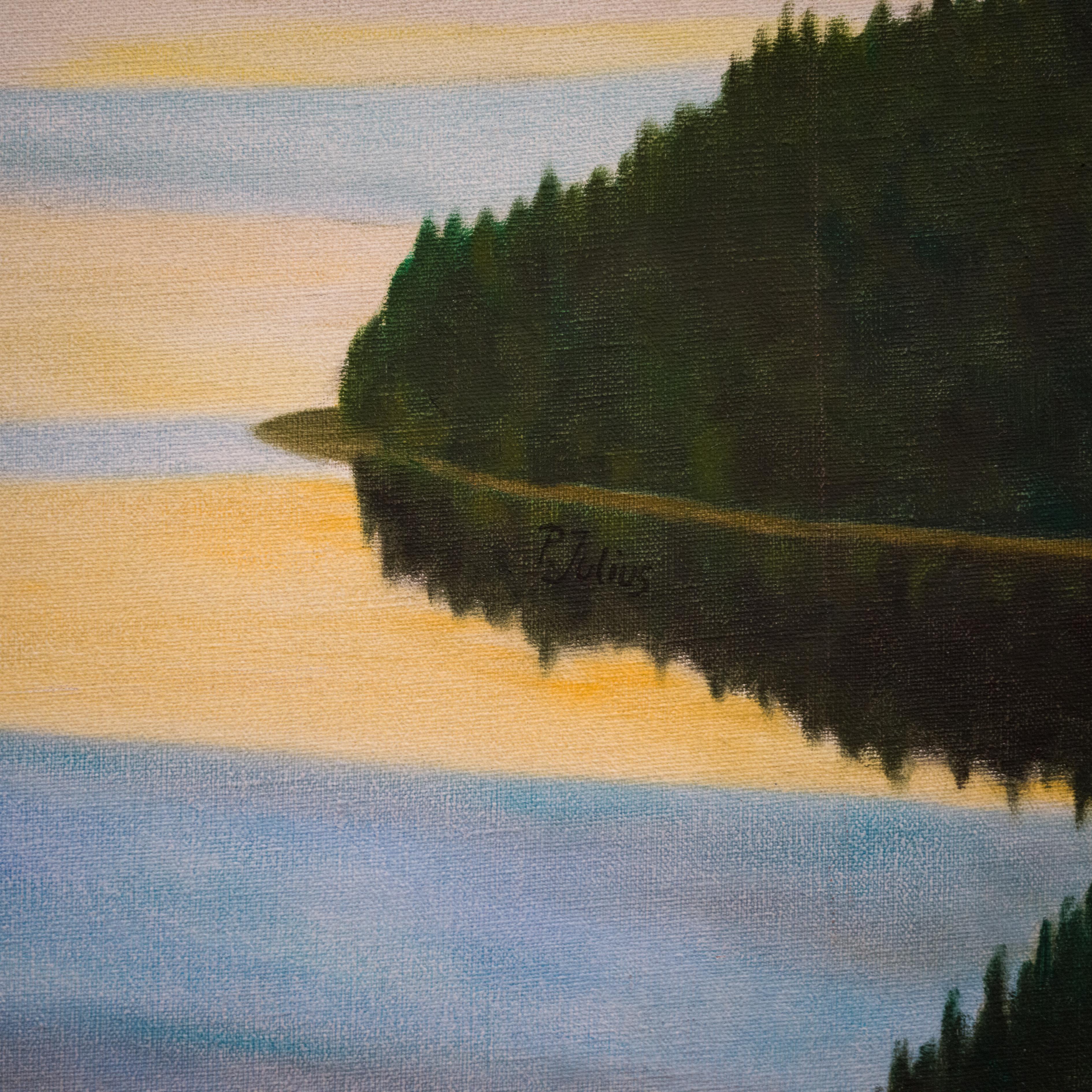 Scandinavian Lake View by Swedish Artist Per Julius (b.1951), Oil on Canvas For Sale 1