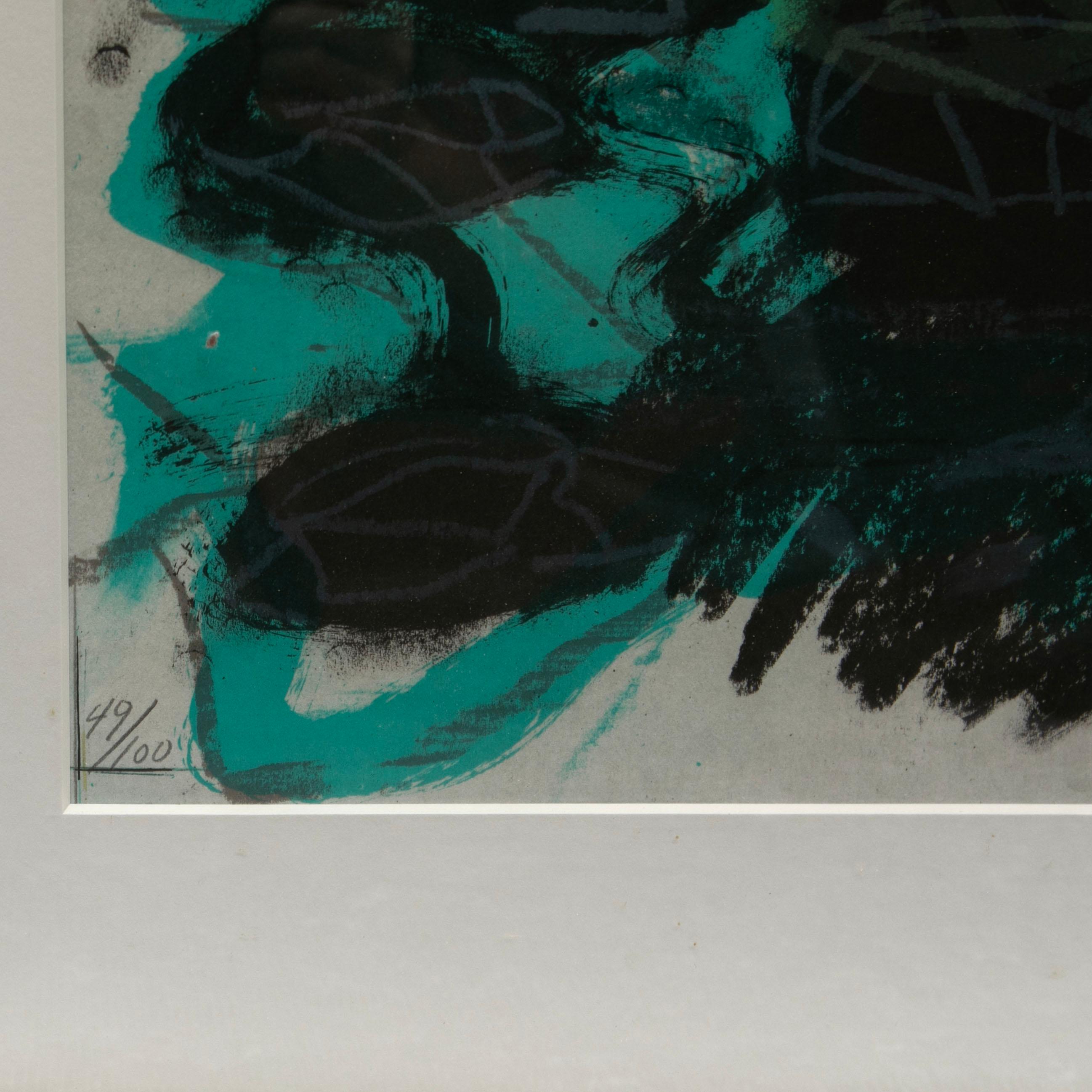 Glass Per Kirkeby Lithograph 'Composition' For Sale