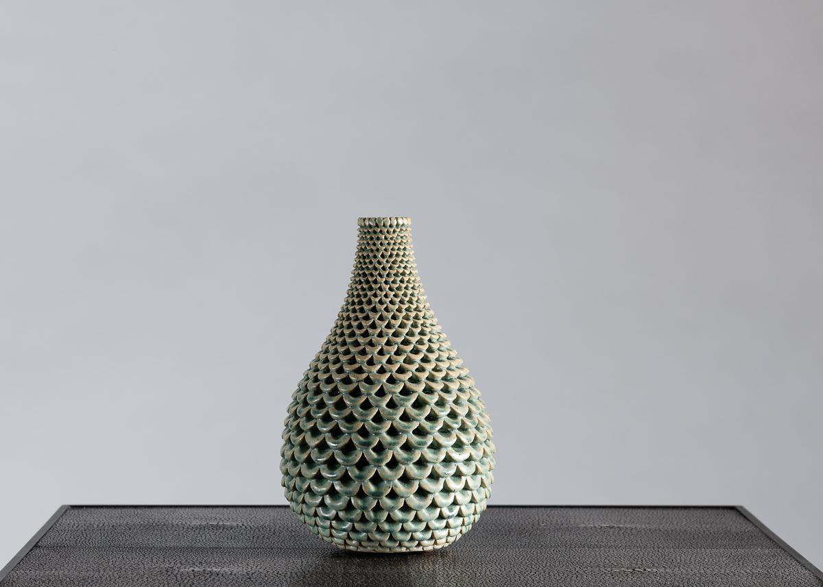 Swedish Per Liljegren, Green Ceramic Vase, Sweden, 2019