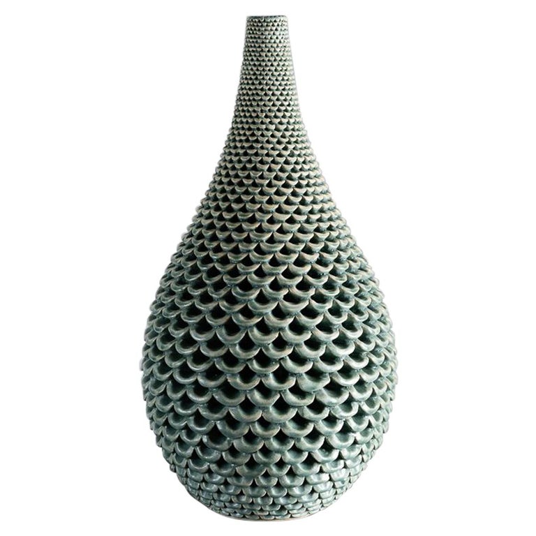 Per Liljegren, Green Ceramic Vase, Sweden, 2019 For Sale