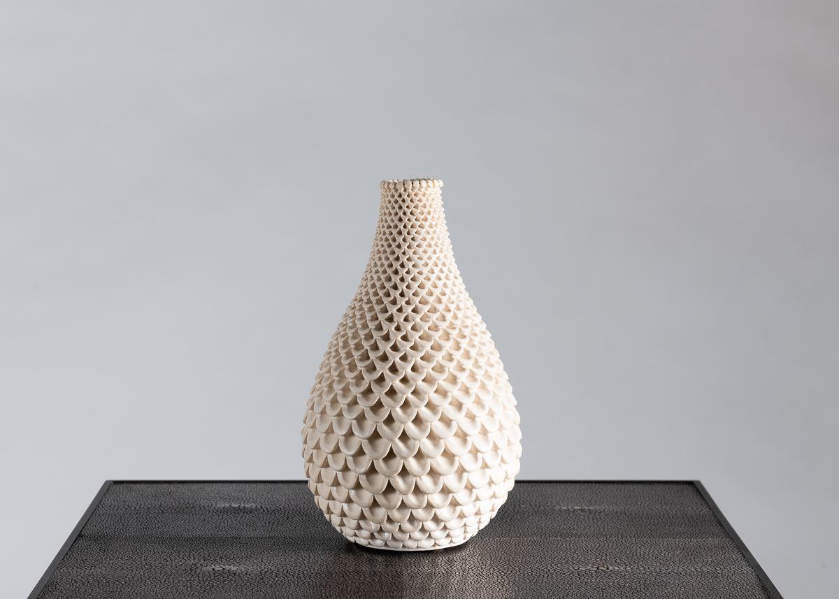 Swedish Per Liljegren, White Ceramic Vase, Sweden, 2019