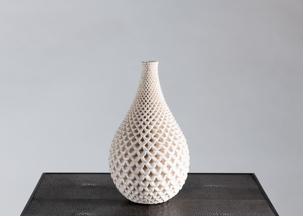 Swedish Per Liljegren, White Ceramic Vase, Sweden, 2019