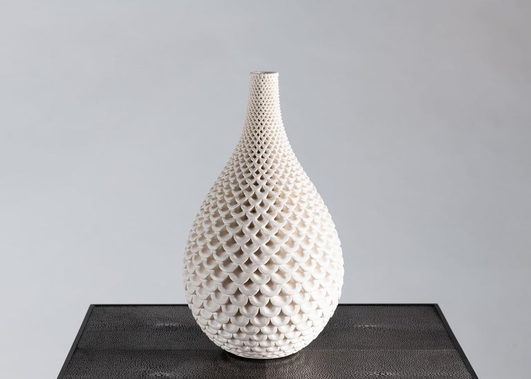 Per Liljegren, White Ceramic Vase, Sweden, 2019 In Good Condition For Sale In New York, NY