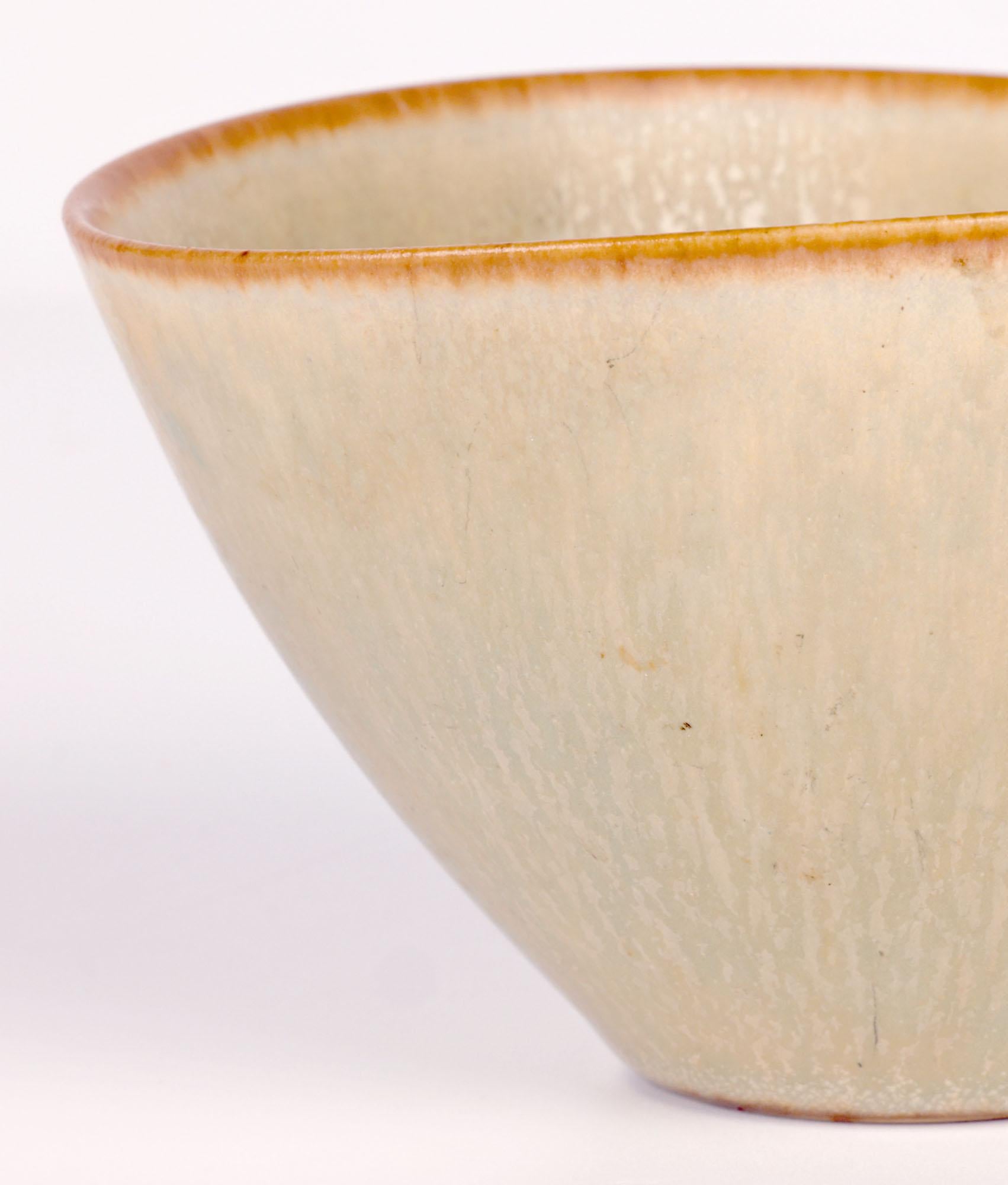 Danish Per Linneman-Schmidt Palshus Haresfur Glazed Studio Pottery Bowl For Sale