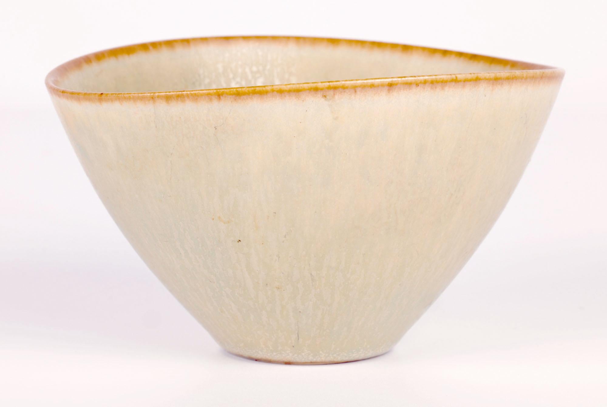 Per Linneman-Schmidt Palshus Haresfur Glazed Studio Pottery Bowl In Good Condition For Sale In Bishop's Stortford, Hertfordshire