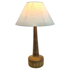 Vintage Per Linnemand Schmidt, large chamotte clay stoneware table lamp, Denmark 1960s