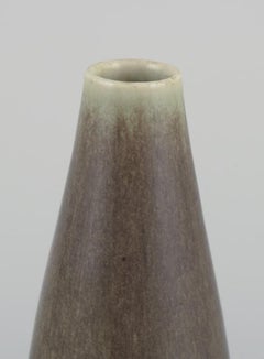 Per Linnemann-Schmidt for Palshus. Ceramic vase in olive green hare fur glaze.