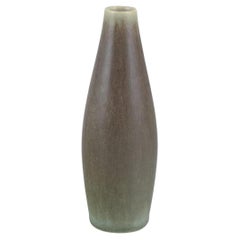 Per Linnemann-Schmidt for Palshus. Ceramic vase in olive green hare fur glaze.