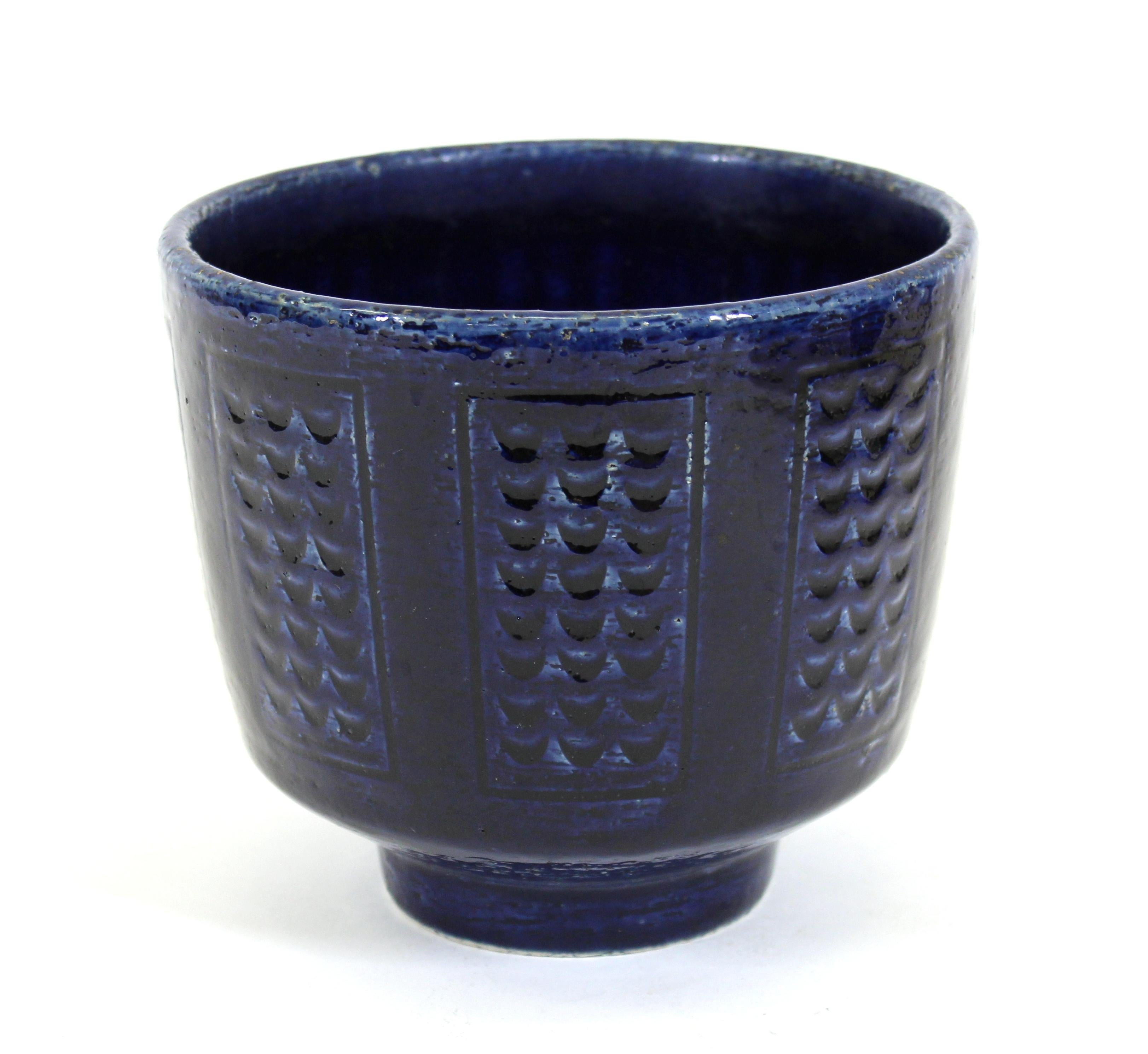 20th Century Per Linnemann-Schmidt for Palshus Danish Mid-Century Modern Blue Ceramic Bowl For Sale