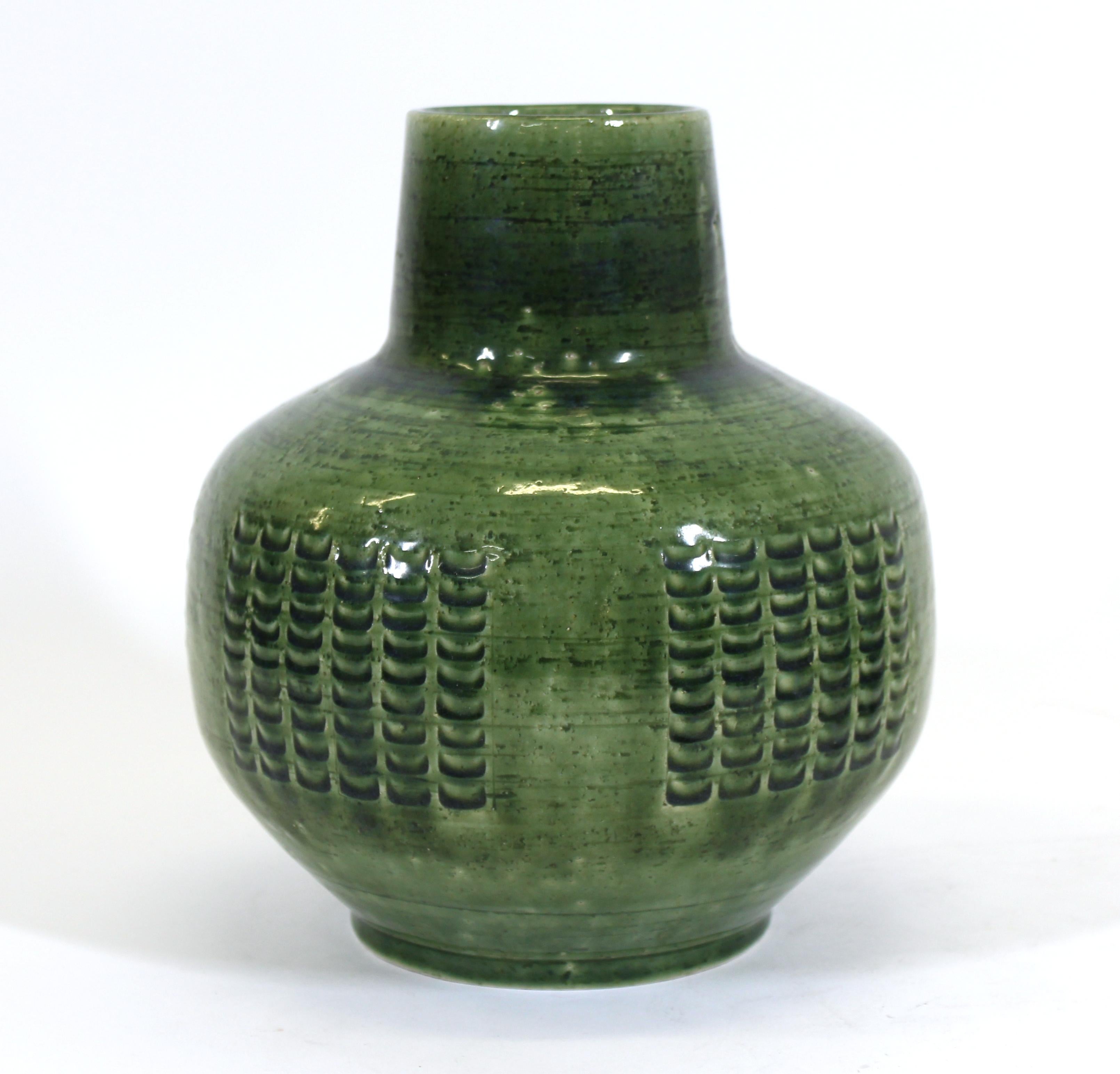 Mid-Century Modern Per Linnemann-Schmidt for Palshus Danish Modern Green Glaze Ceramic Vase