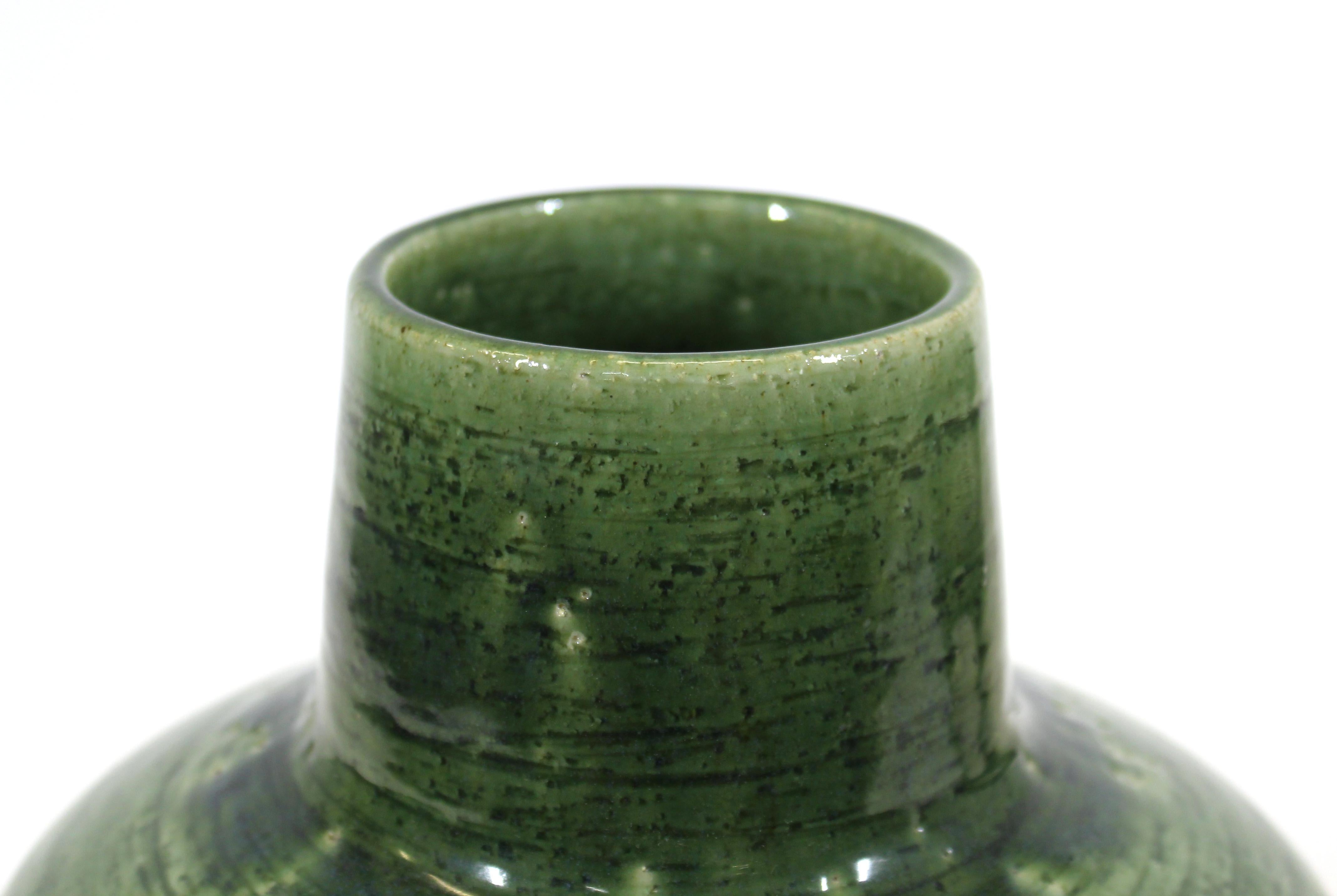 20th Century Per Linnemann-Schmidt for Palshus Danish Modern Green Glaze Ceramic Vase
