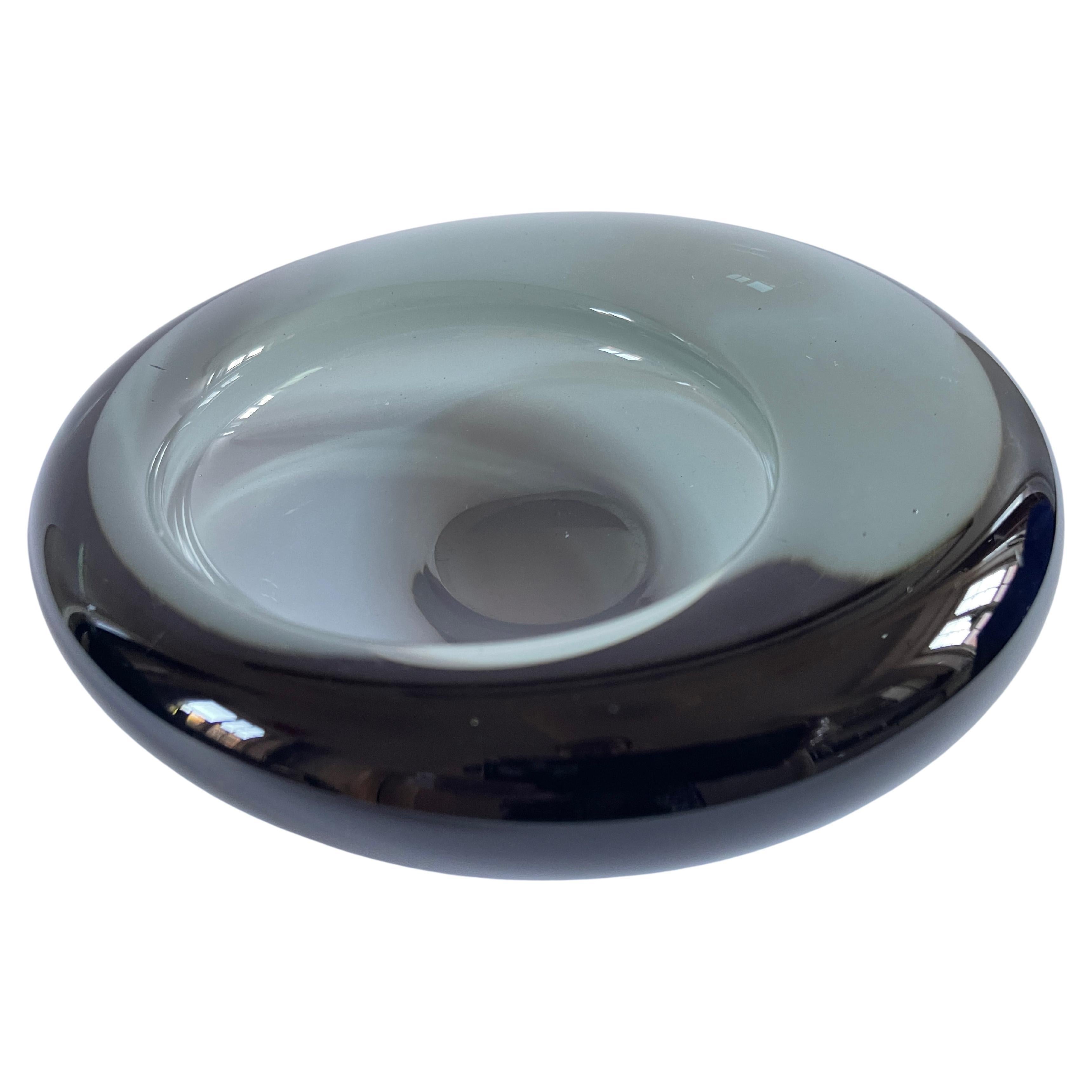 Per Lutken Danish Modern  Smoke Glass Flying Saucer Bowl Sculpture For Sale