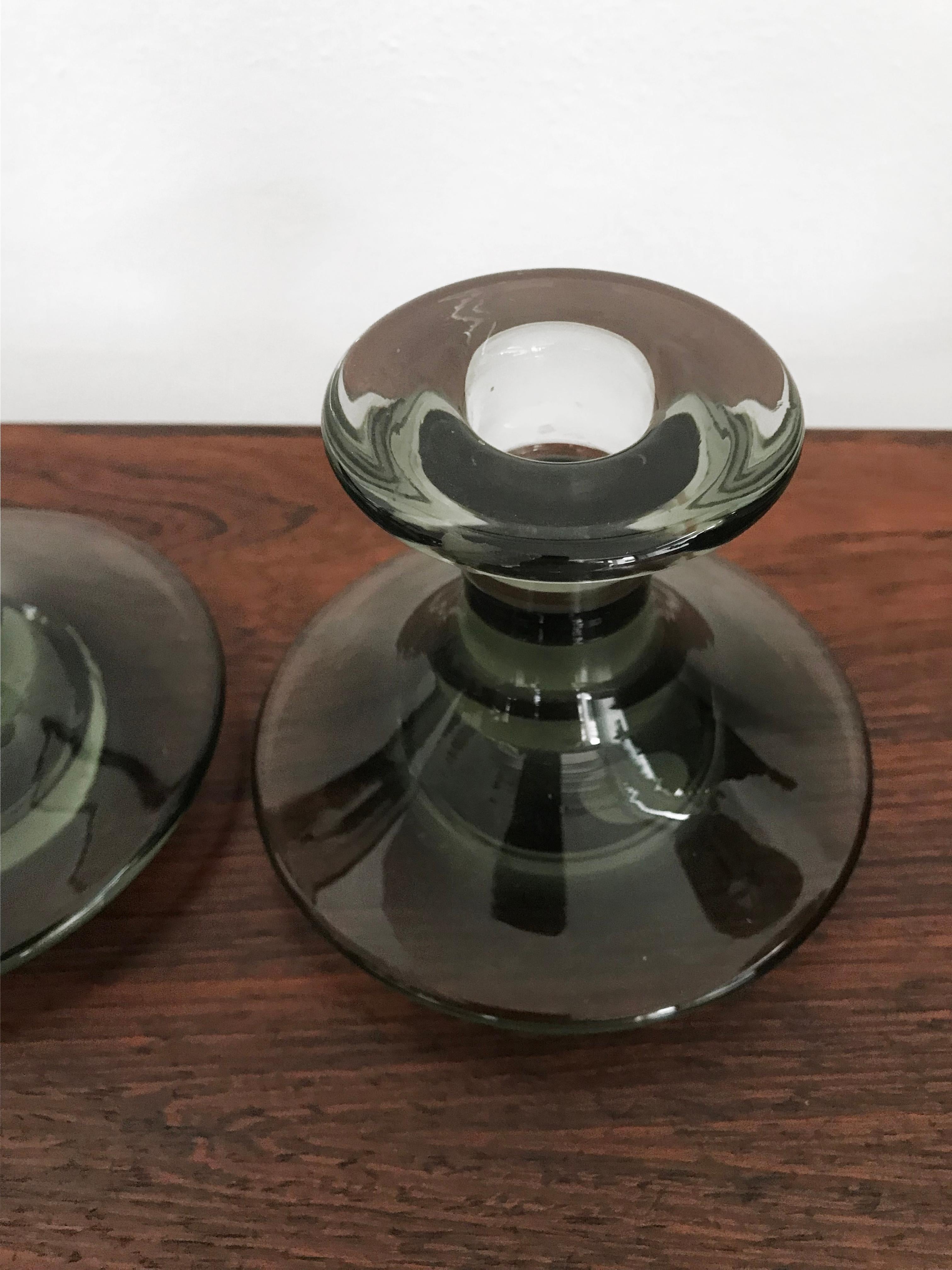 Danish Per Lutken for for Holmegaard Scandinavian Midcentury Glass Candleholder 1960s For Sale
