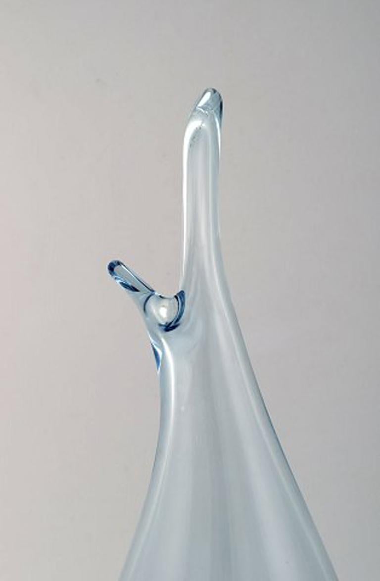 Scandinavian Modern Per Lütken for Holmegaard, Art Glass Vase in Light Blue Shades, 1950s For Sale