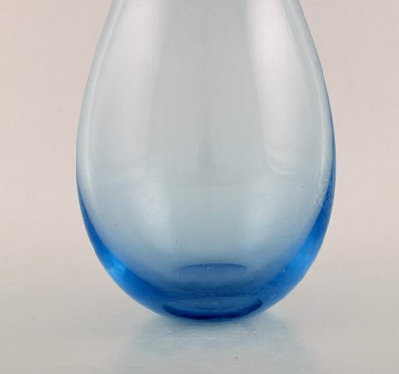 Danish Per Lütken for Holmegaard, Art Glass Vase in Light Blue Shades, 1950s For Sale