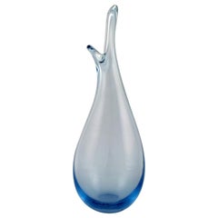 Vintage Per Lütken for Holmegaard, Art Glass Vase in Light Blue Shades, 1950s