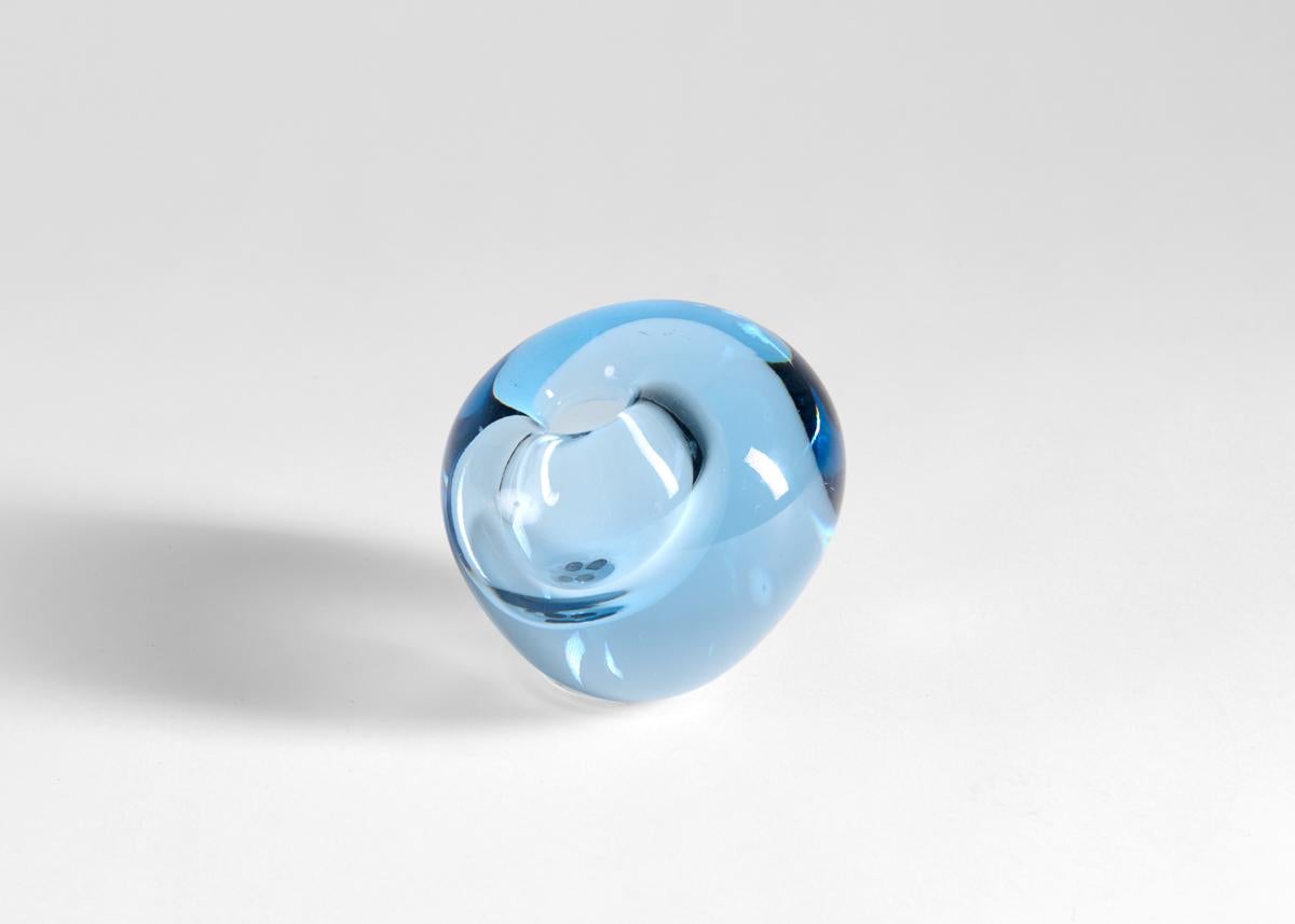 Mid-Century Modern Per Lutken for Holmegaard, Asymmetrical Blue Vase, Denmark, 1950s For Sale