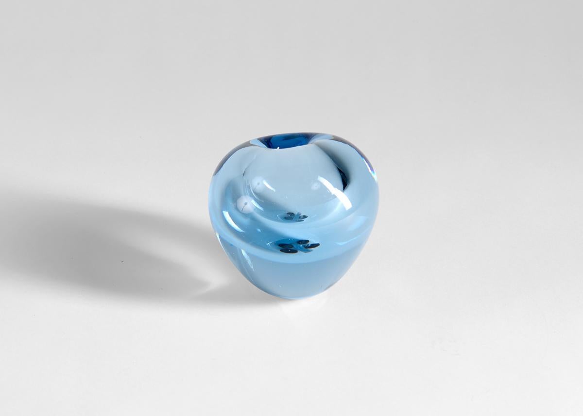 Danish Per Lutken for Holmegaard, Asymmetrical Blue Vase, Denmark, 1950s For Sale