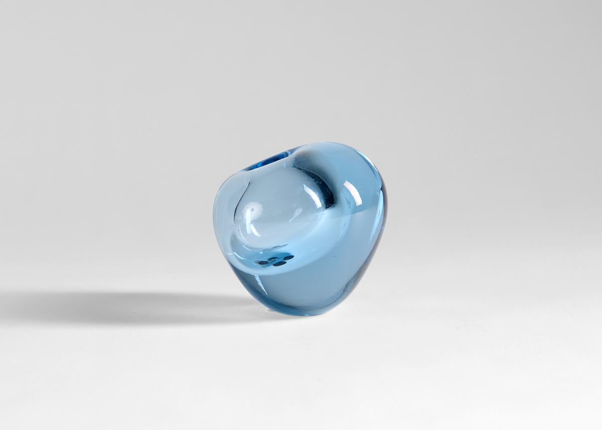 Per Lutken for Holmegaard, Asymmetrical Blue Vase, Denmark, 1950s In Good Condition For Sale In New York, NY