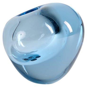 Per Lutken for Holmegaard, Asymmetrical Blue Vase, Denmark, 1950s For Sale