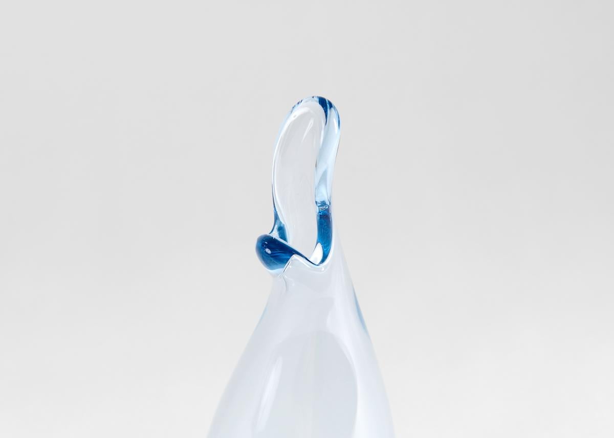 Mid-Century Modern Per Lutken for Holmegaard, Beak, Asymmetrical Blue Vase, Denmark, 1950s For Sale