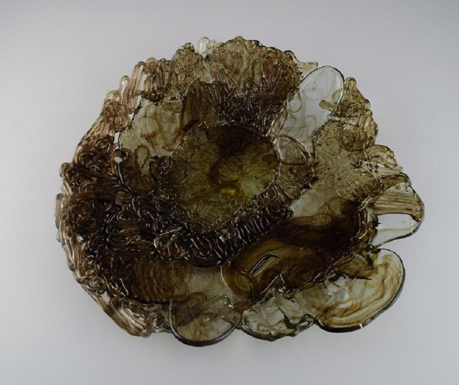 Per Ltken für Holmegaard, Colossal, einzigartige Schale / Schale aus Rauchglas (Glaskunst) im Angebot